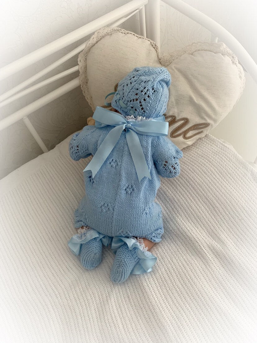 "Amaryllis” Romper Knitting pattern for Reborn doll 16 -22” or 0-3 Mth Old Baby