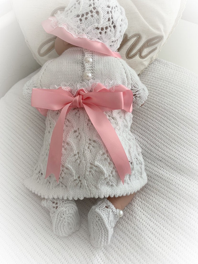 "Sakura” Dress set knitting pattern for Reborn doll 16 -22” or 0-3 Mth Old Baby
