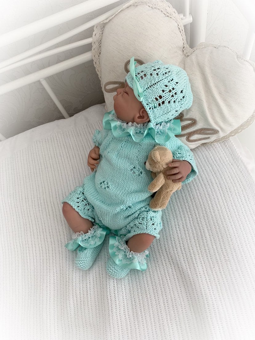 "Amaryllis” Romper Knitting pattern for Reborn doll 16 -22” or 0-3 Mth Old Baby