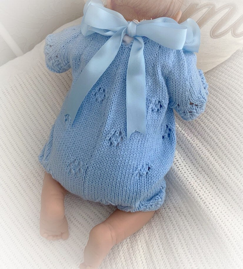 "Amaryllis” Romper Knitting pattern for Reborn doll 16 -22” or 0-3 Mth Old Baby
