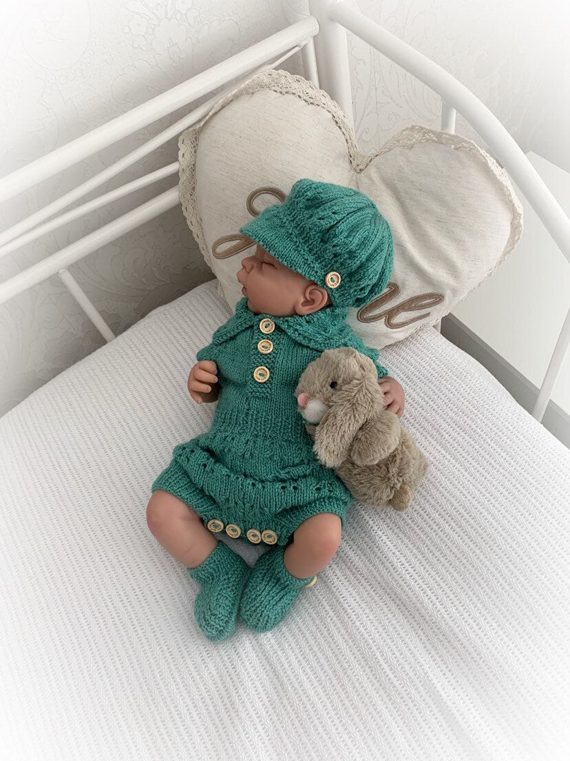 "Lotus ” Romper Knitting pattern for Reborn doll 16 -22” or 0-3 Mth Old Baby