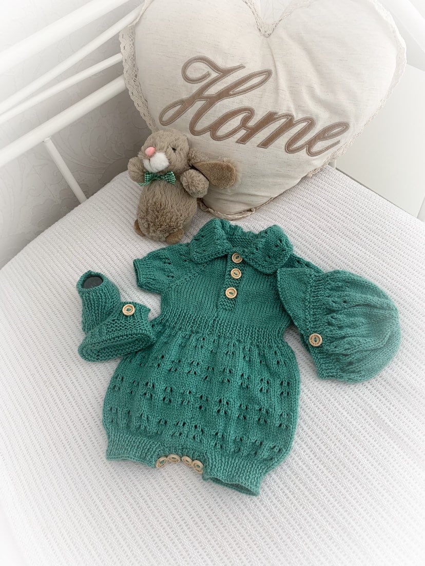 "Lotus ” Romper Knitting pattern for Reborn doll 16 -22” or 0-3 Mth Old Baby