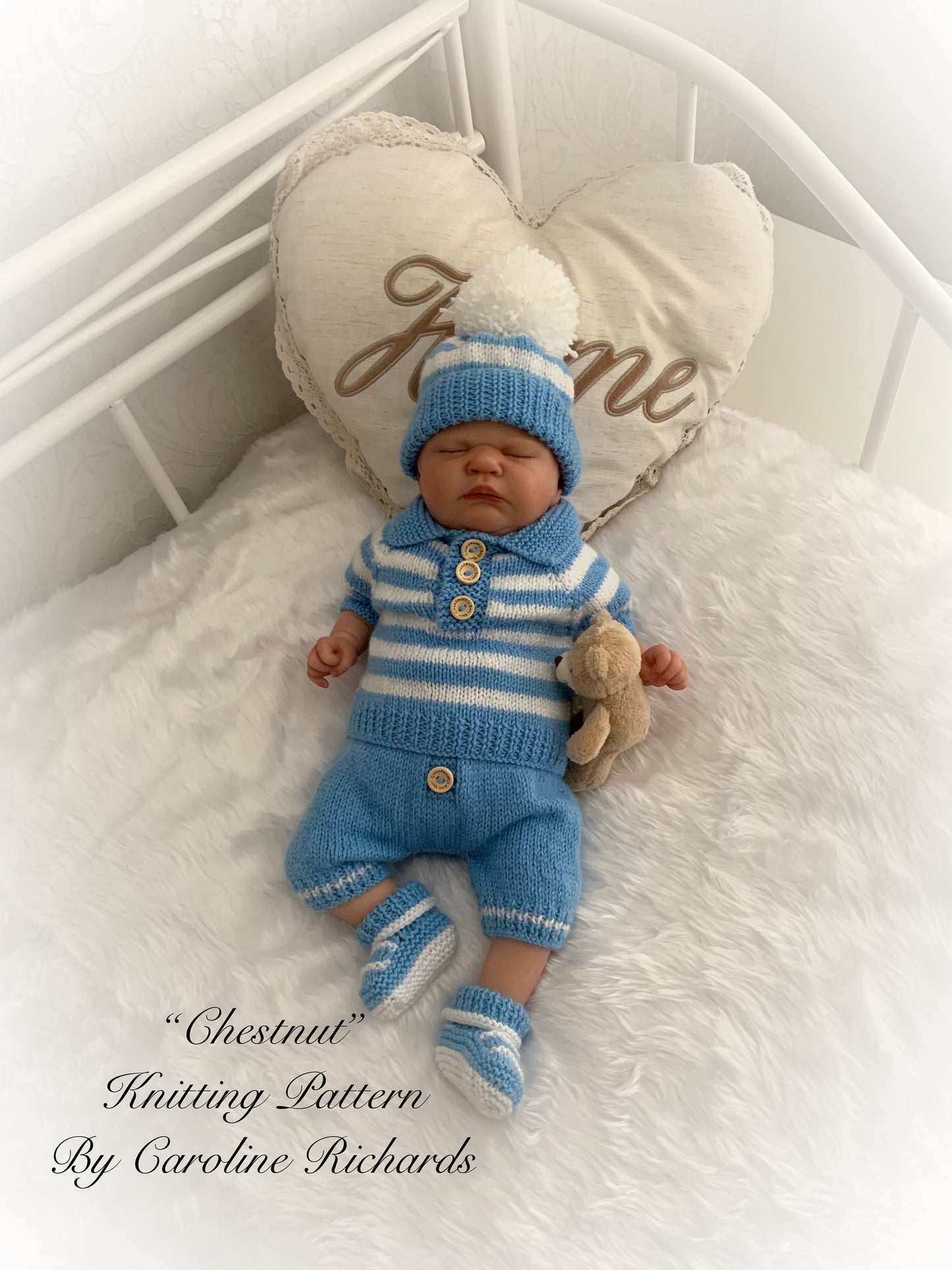 "Chestnut” Shorts and top Knitting pattern set for Reborn doll 16 -22” or 0-3 Mth Old Baby