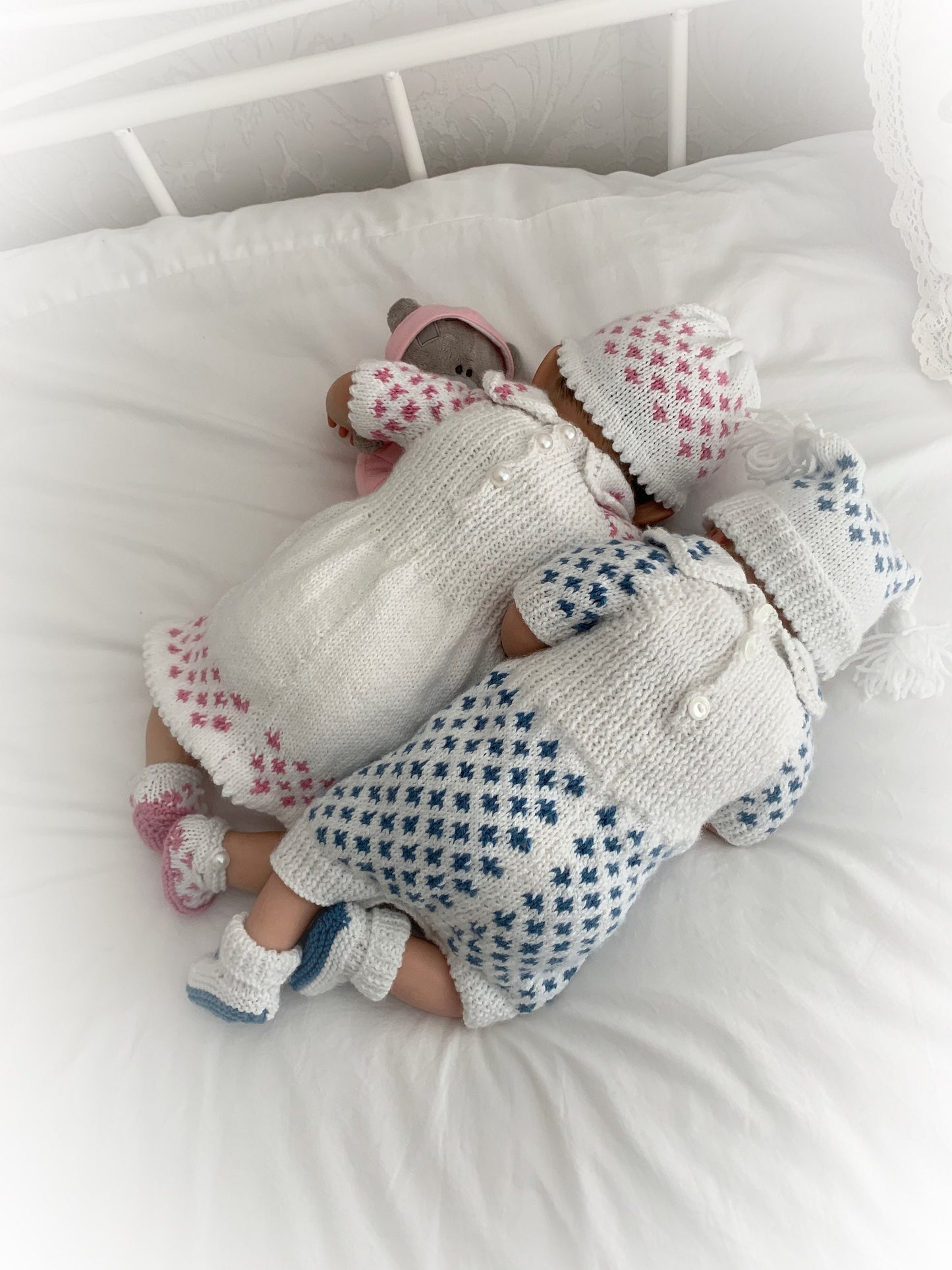 "Meadow” Romper and Dress set Knitting pattern for Reborn doll 16 -22” or 0-3 Mth Old Baby