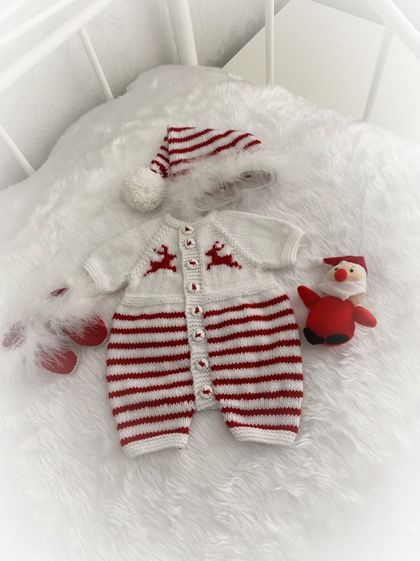 "Mistletoe” Fur trimmed Romper Knitting pattern for Reborn doll 16 -22” or 0-3 Mth Old Baby
