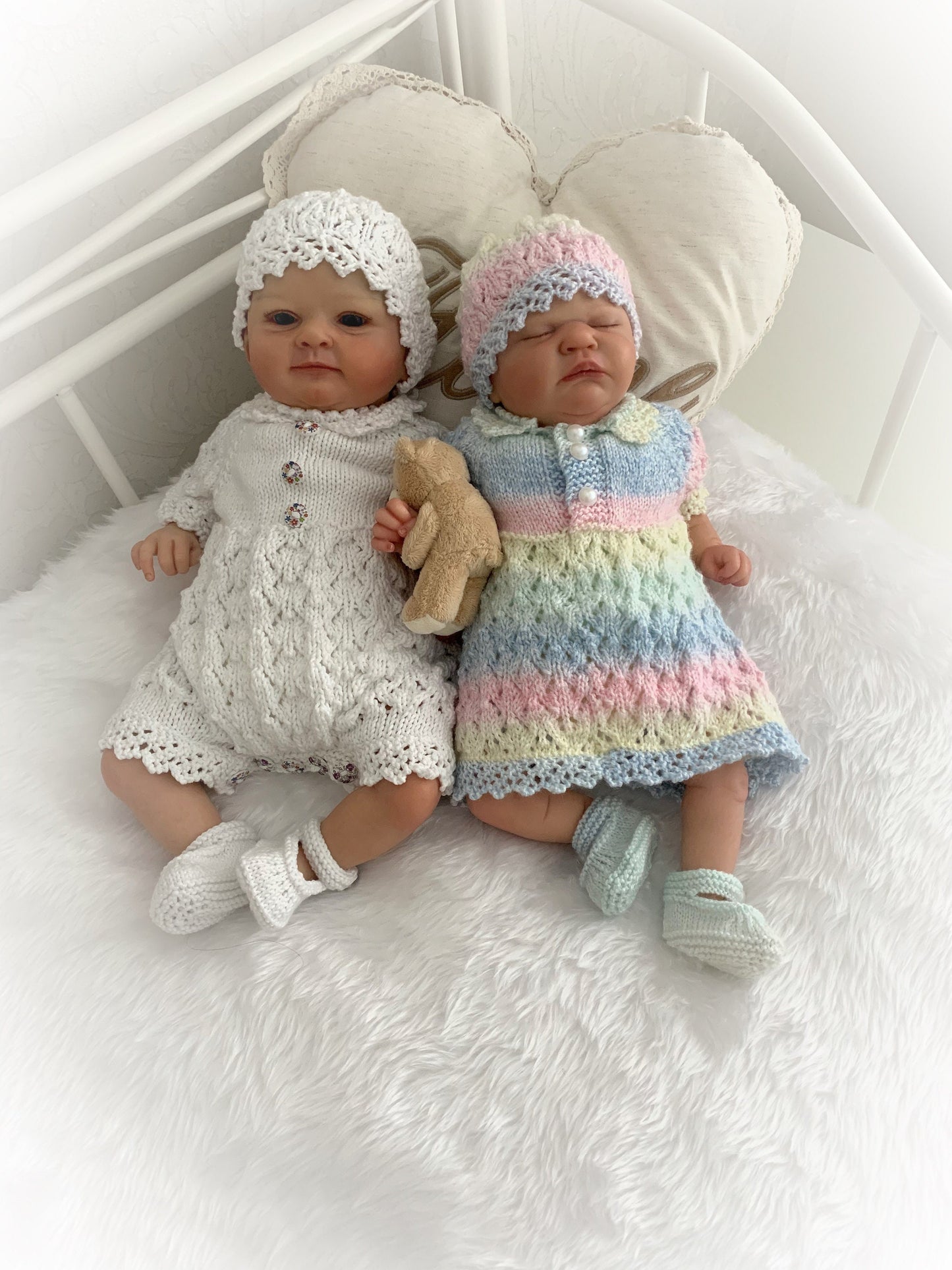 "Daisy” Romper and Dress set Knitting pattern for Reborn doll 16 -22” or 0-3 Mth Old Baby