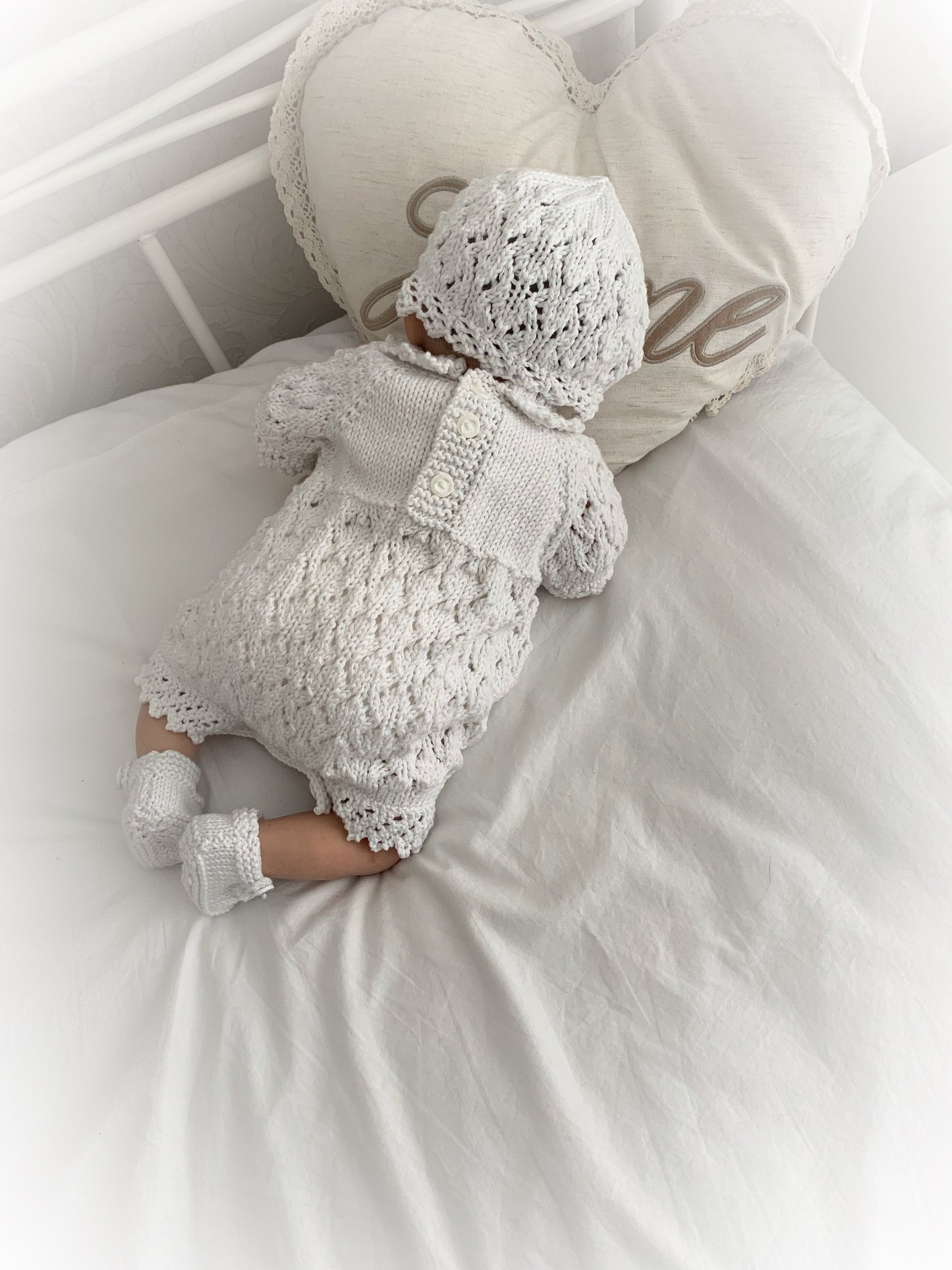 "Daisy” Romper and Dress set Knitting pattern for Reborn doll 16 -22” or 0-3 Mth Old Baby