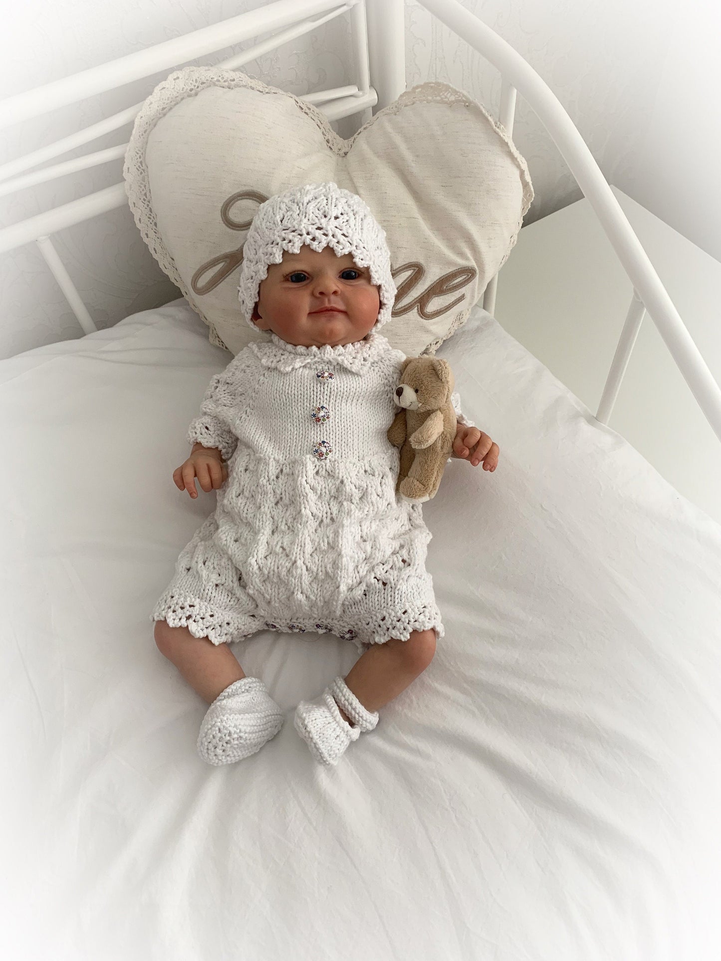 "Daisy” Romper and Dress set Knitting pattern for Reborn doll 16 -22” or 0-3 Mth Old Baby