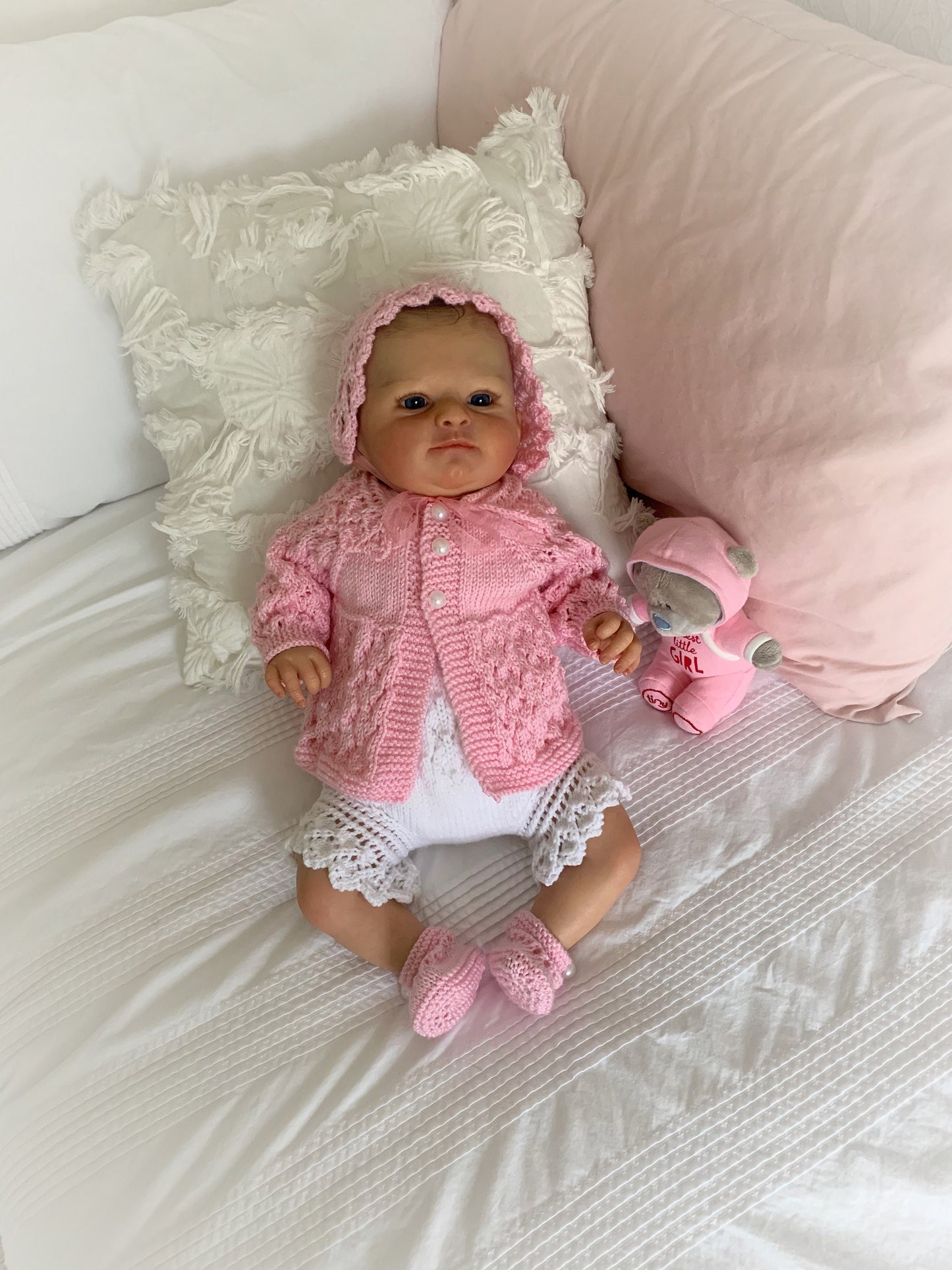 "Flower” Cardigan & Bloomers Knitting pattern set for Reborn doll 16 -22” or 0-3 Mth Old Baby