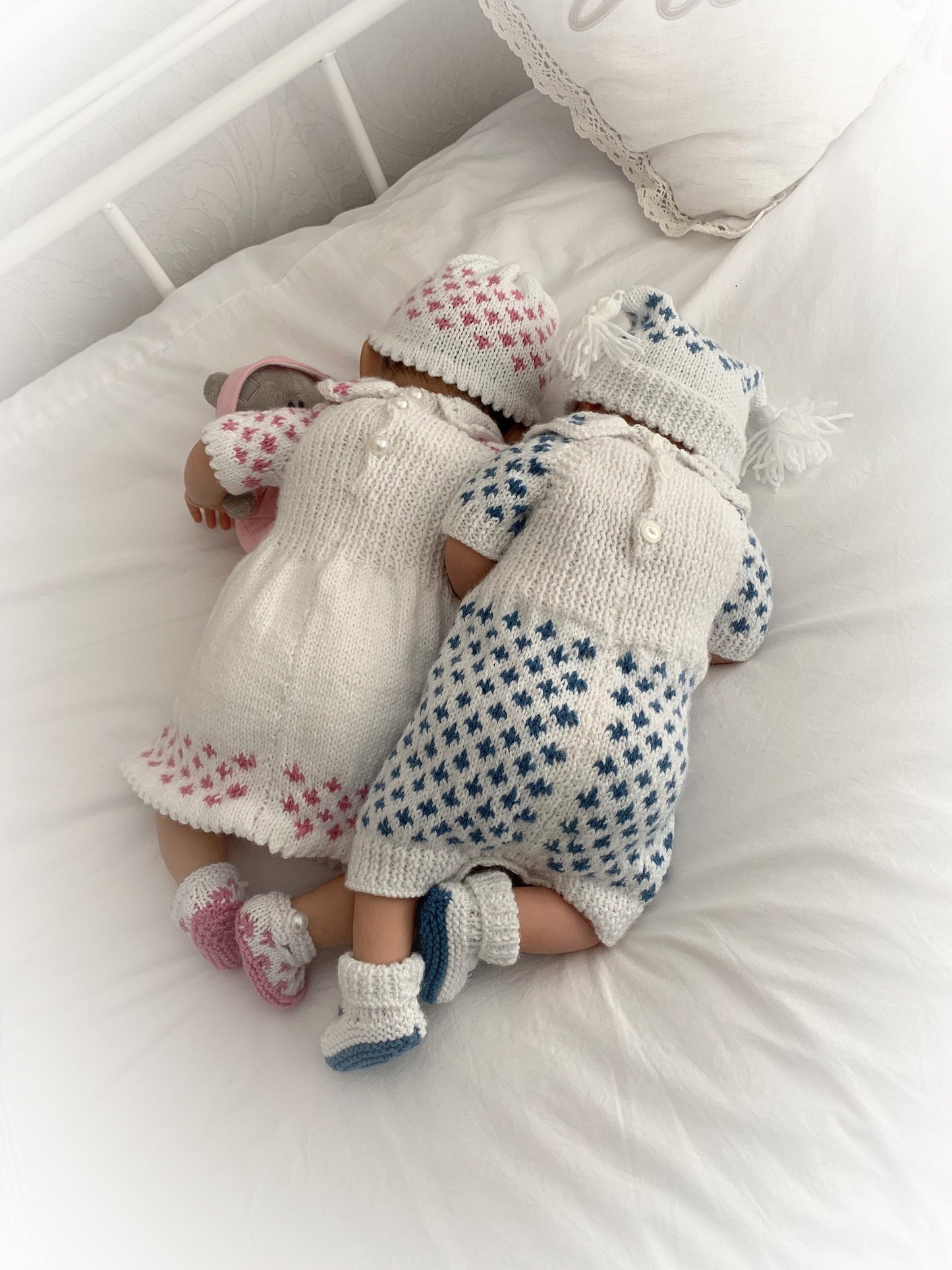 "Meadow” Romper and Dress set Knitting pattern for Reborn doll 16 -22” or 0-3 Mth Old Baby