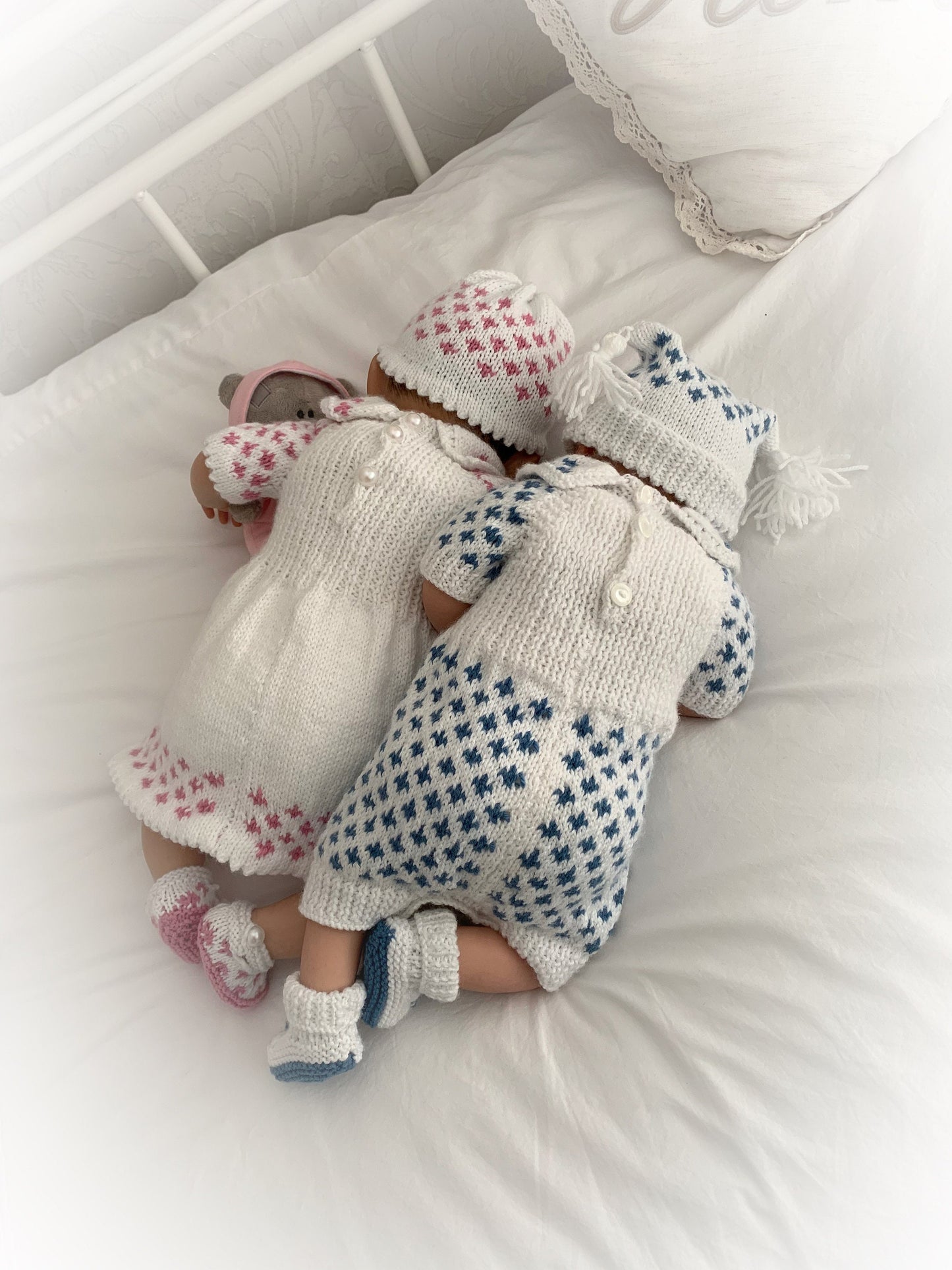 "Meadow” Romper and Dress set Knitting pattern for Reborn doll 16 -22” or 0-3 Mth Old Baby