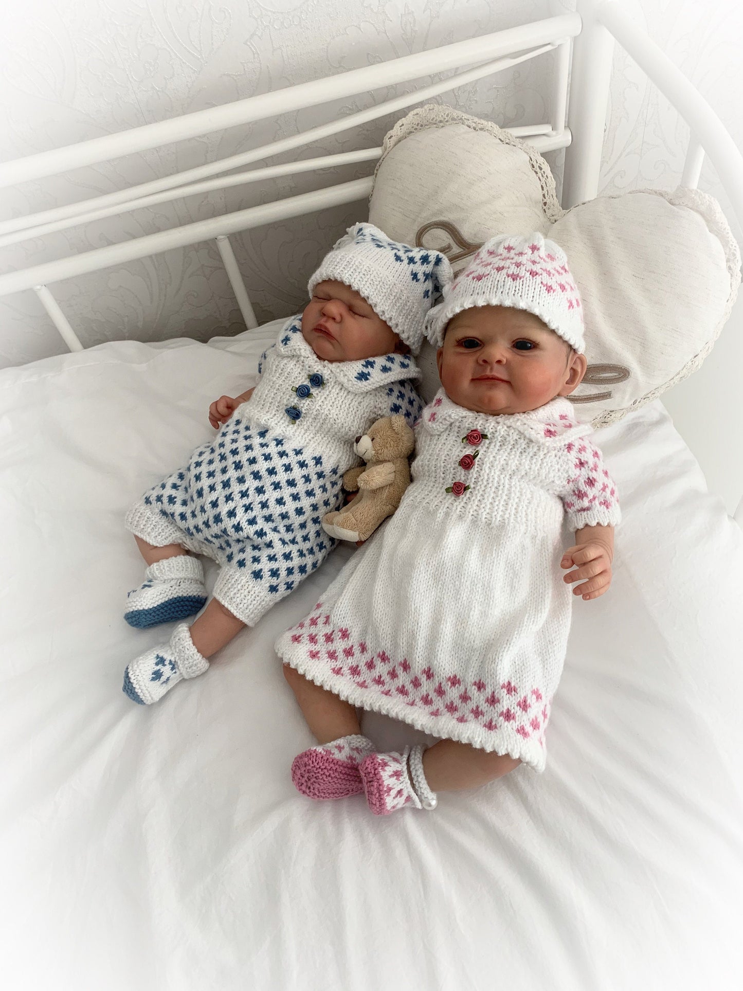 "Meadow” Romper and Dress set Knitting pattern for Reborn doll 16 -22” or 0-3 Mth Old Baby