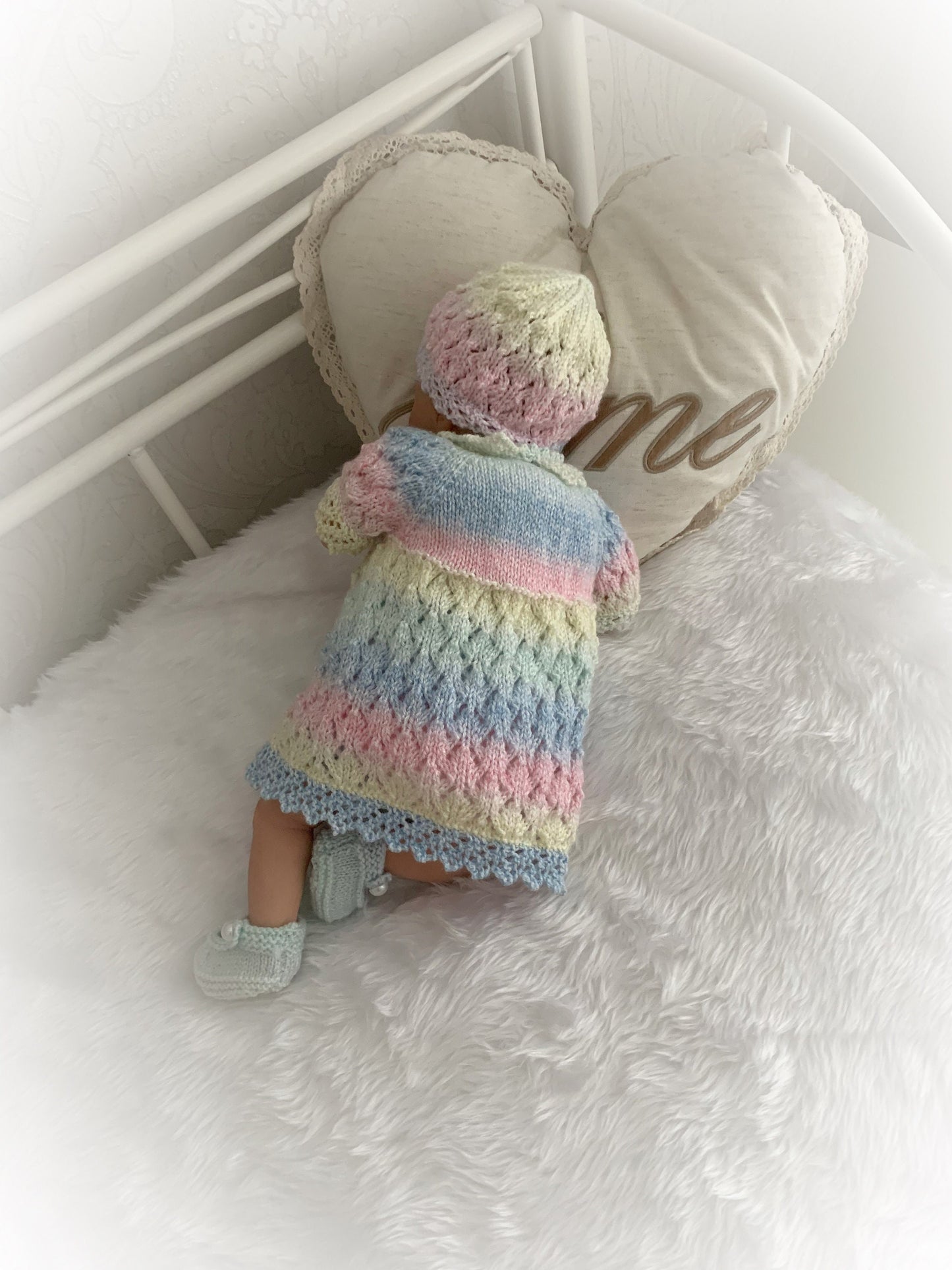 "Daisy” Romper and Dress set Knitting pattern for Reborn doll 16 -22” or 0-3 Mth Old Baby