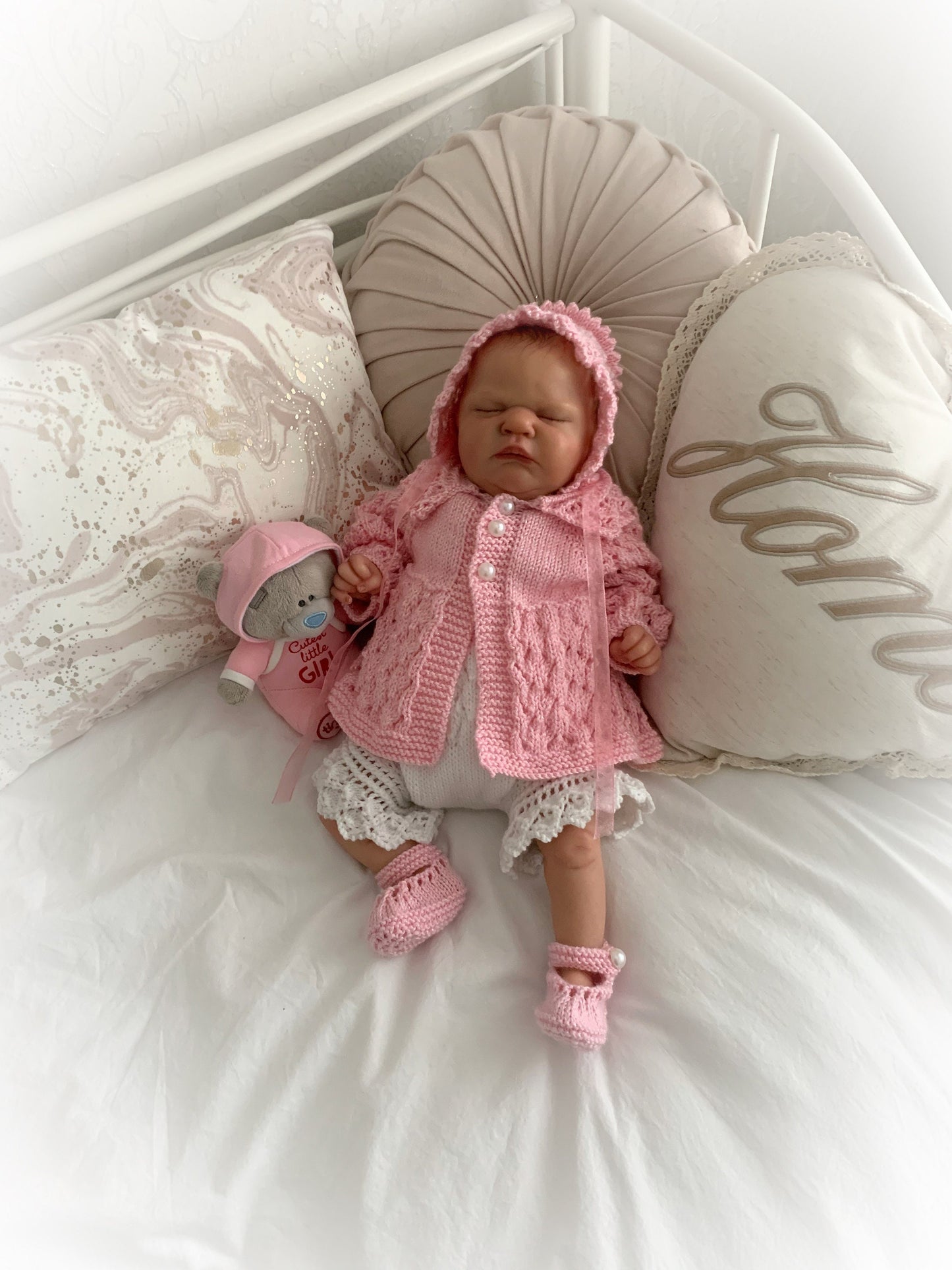 "Flower” Cardigan & Bloomers Knitting pattern set for Reborn doll 16 -22” or 0-3 Mth Old Baby