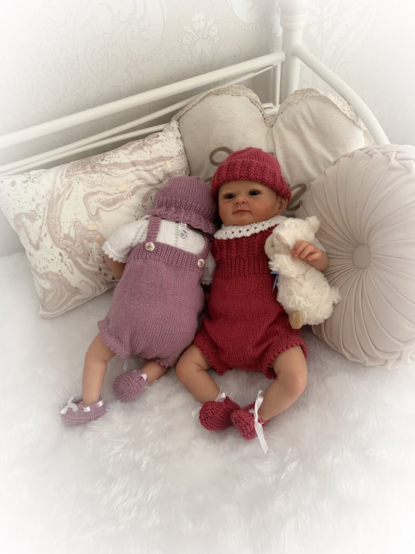 "Petal” Romper / Dungaree 4 piece set Knitting pattern for Reborn doll 16 -22” or 0-3 Mth Old Baby