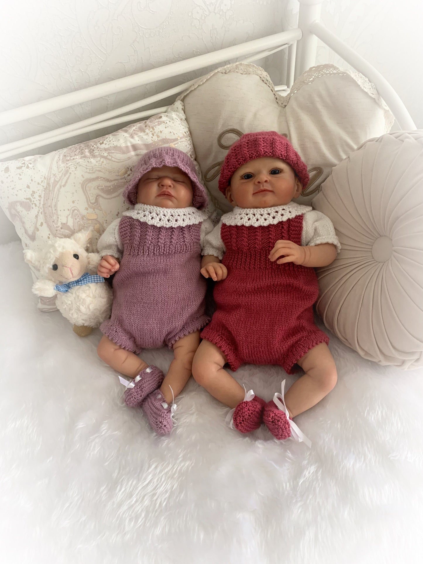 "Petal” Romper / Dungaree 4 piece set Knitting pattern for Reborn doll 16 -22” or 0-3 Mth Old Baby