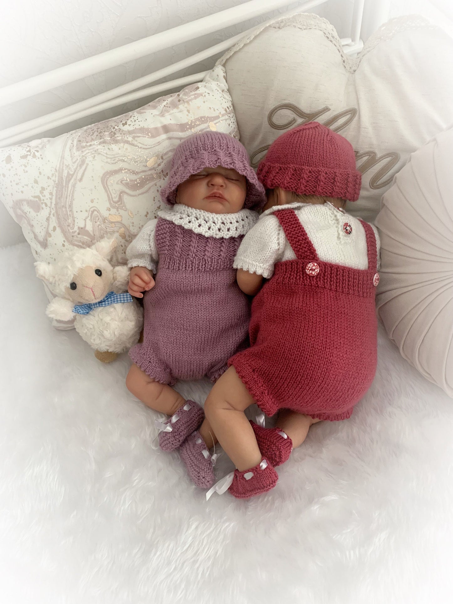 "Petal” Romper / Dungaree 4 piece set Knitting pattern for Reborn doll 16 -22” or 0-3 Mth Old Baby