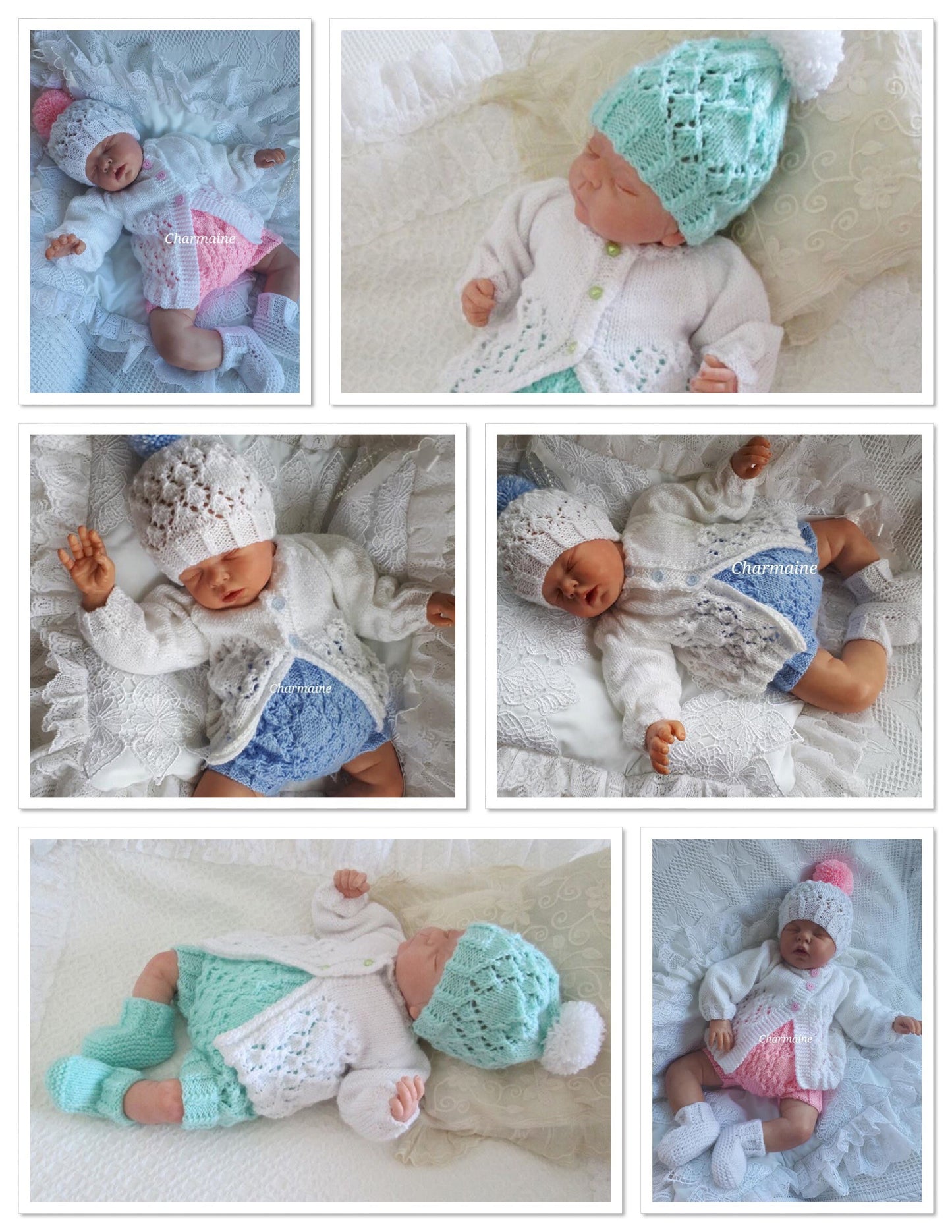 "Aster ” 4 Piece Set Knitting pattern for Reborn doll 16 -22” or 0-3 Mth Old Baby