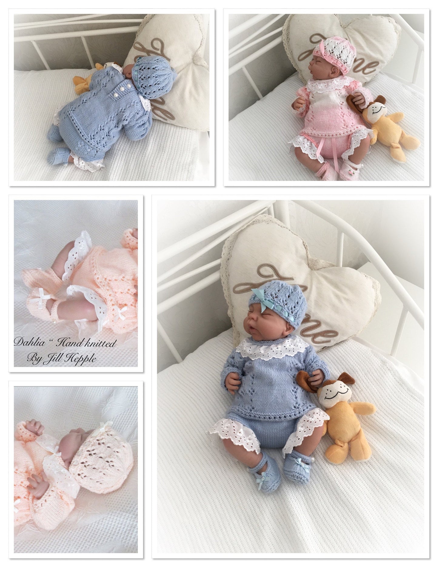 "Dahlia ” Angel Set Knitting pattern for Reborn doll 16 -22” or 0-3 Mth Old Baby