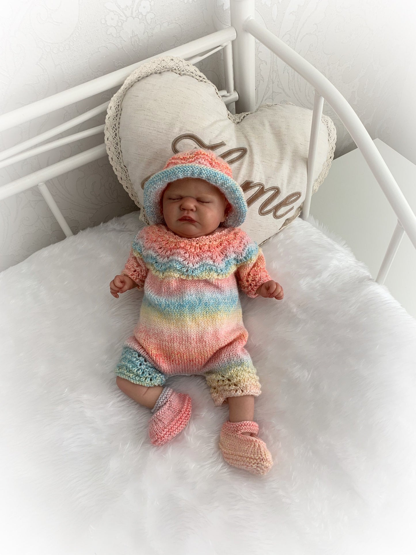 "Jasmine ” Romper Knitting pattern for Reborn doll 16 -22” or 0-3 Mth Old Baby