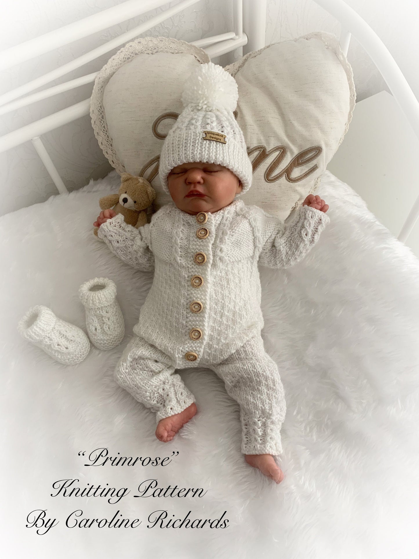 "Primrose” Romper Knitting pattern for Reborn doll 16 -22” or 0-3 Mth Old Baby