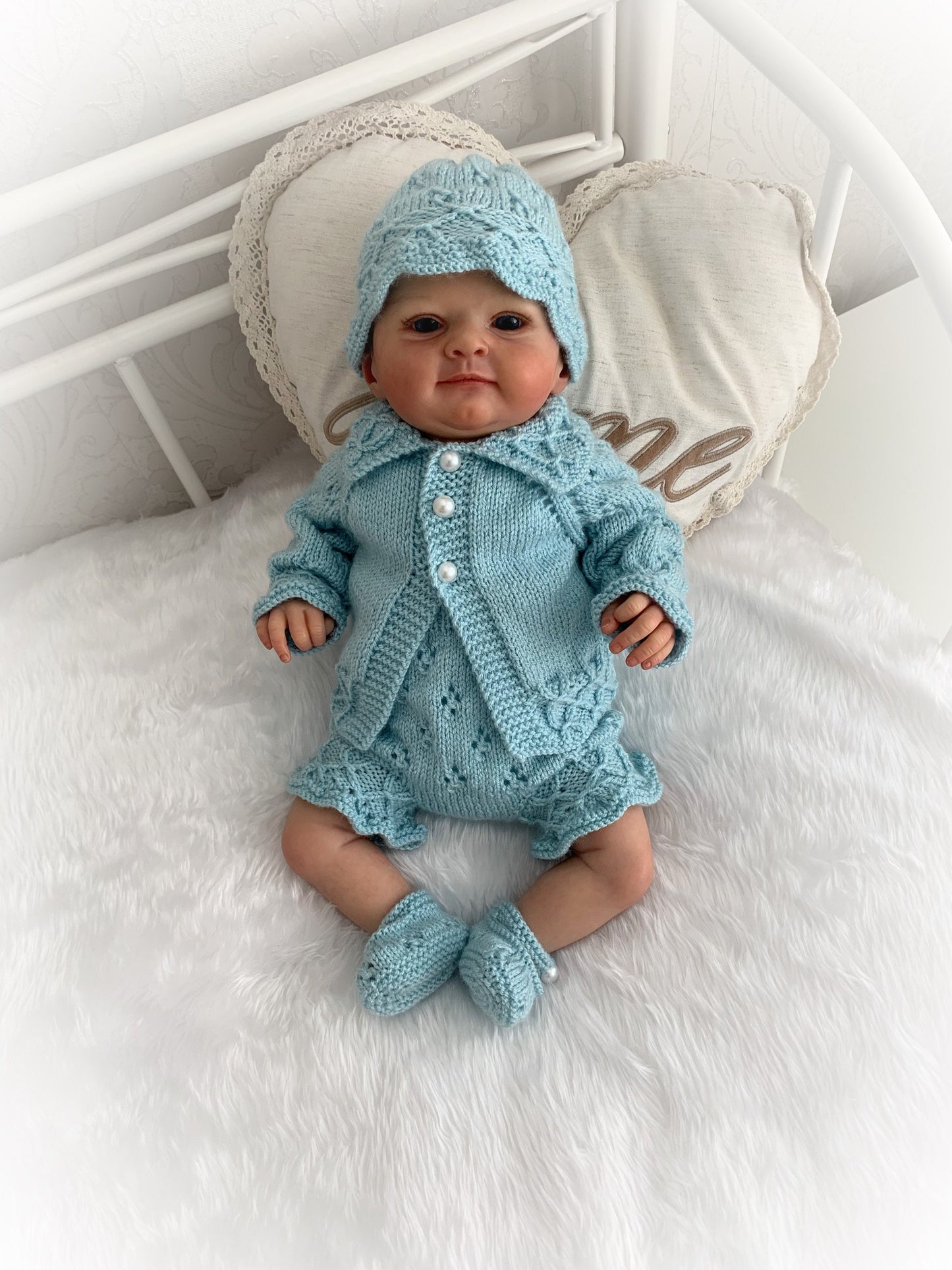 "Iris” cardigan Knitting pattern for Reborn doll 16 -22” or 0-3 Mth Old Baby