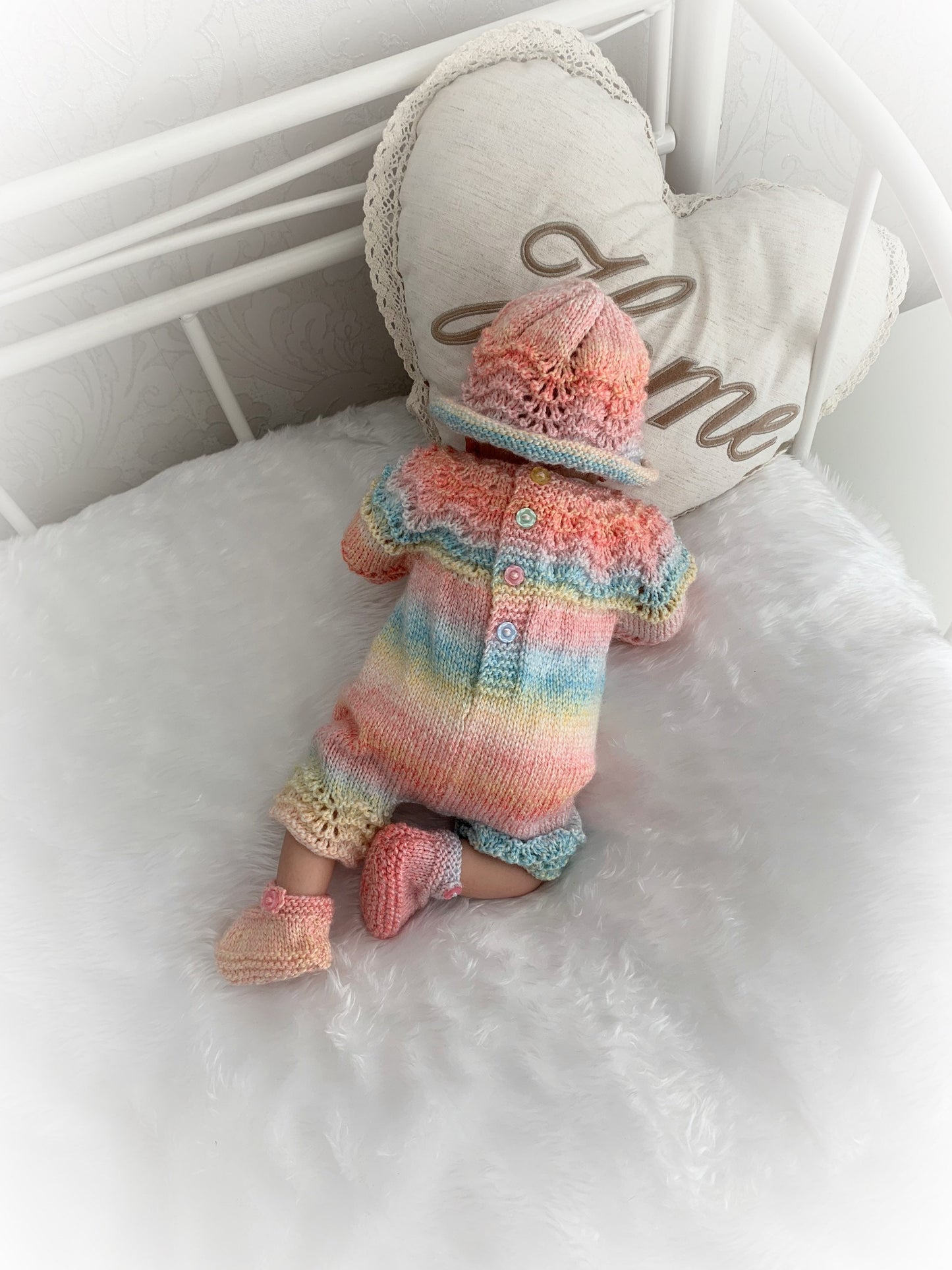 "Jasmine ” Romper Knitting pattern for Reborn doll 16 -22” or 0-3 Mth Old Baby