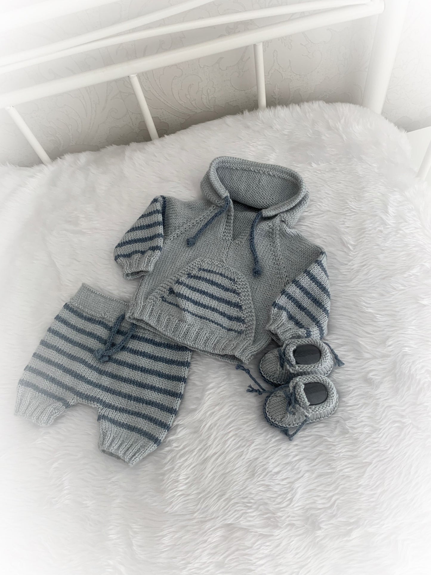 "Basil” Tracksuit & Trainer Knitting pattern set for Reborn doll 16 -22” or 0-3 Mth Old Baby
