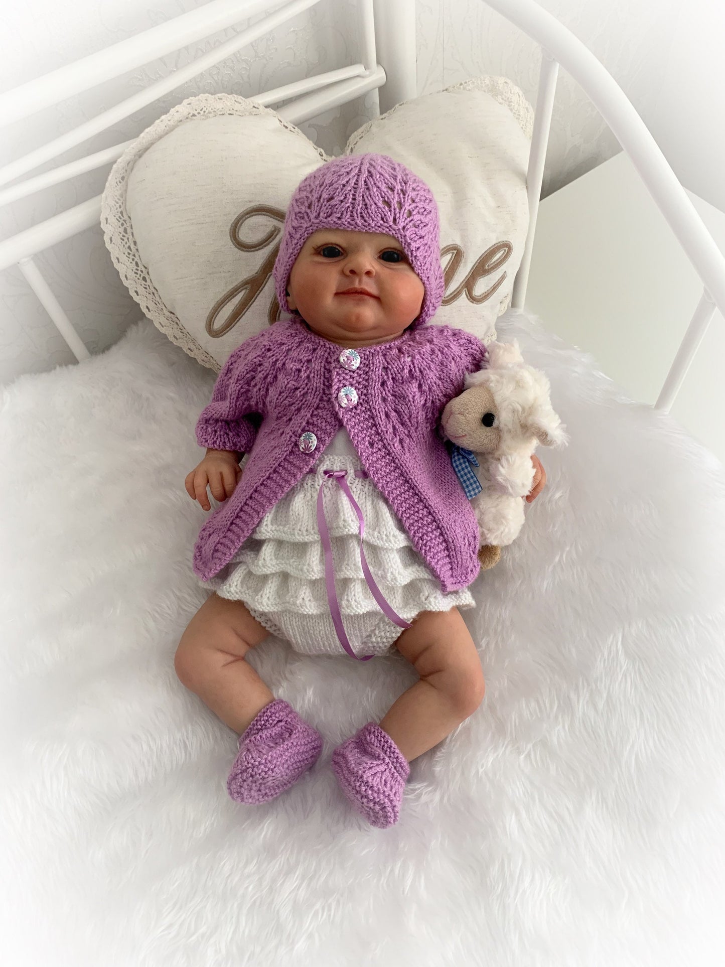 "Amber” cardigan Knitting pattern for Reborn doll 16 -22” or 0-3 Mth Old Baby