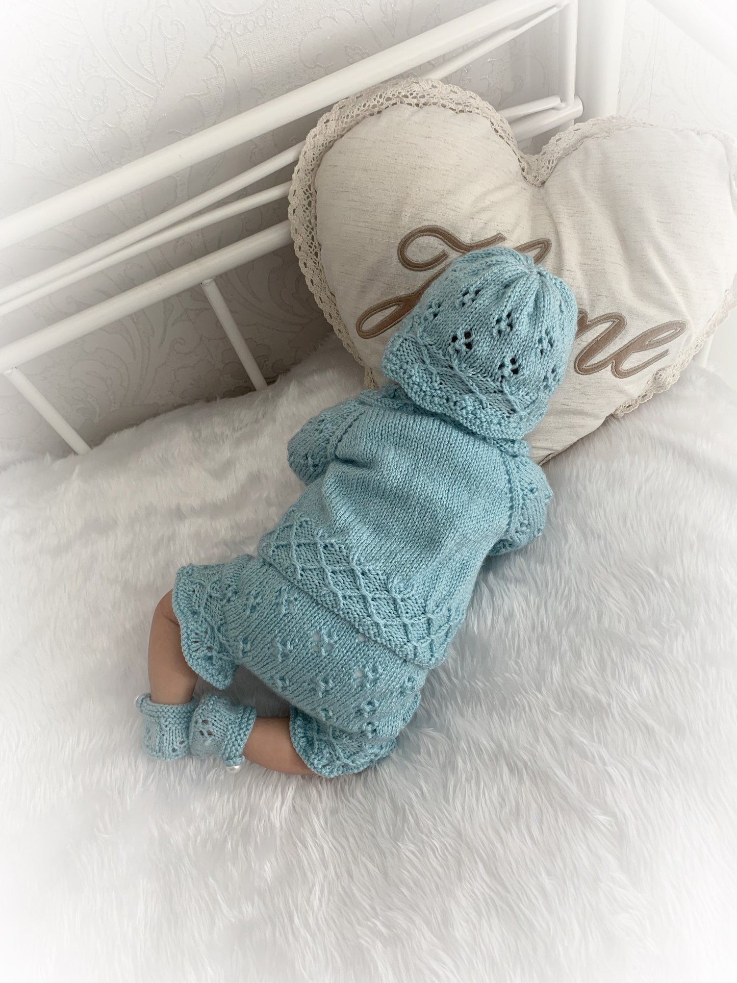 "Iris” cardigan Knitting pattern for Reborn doll 16 -22” or 0-3 Mth Old Baby