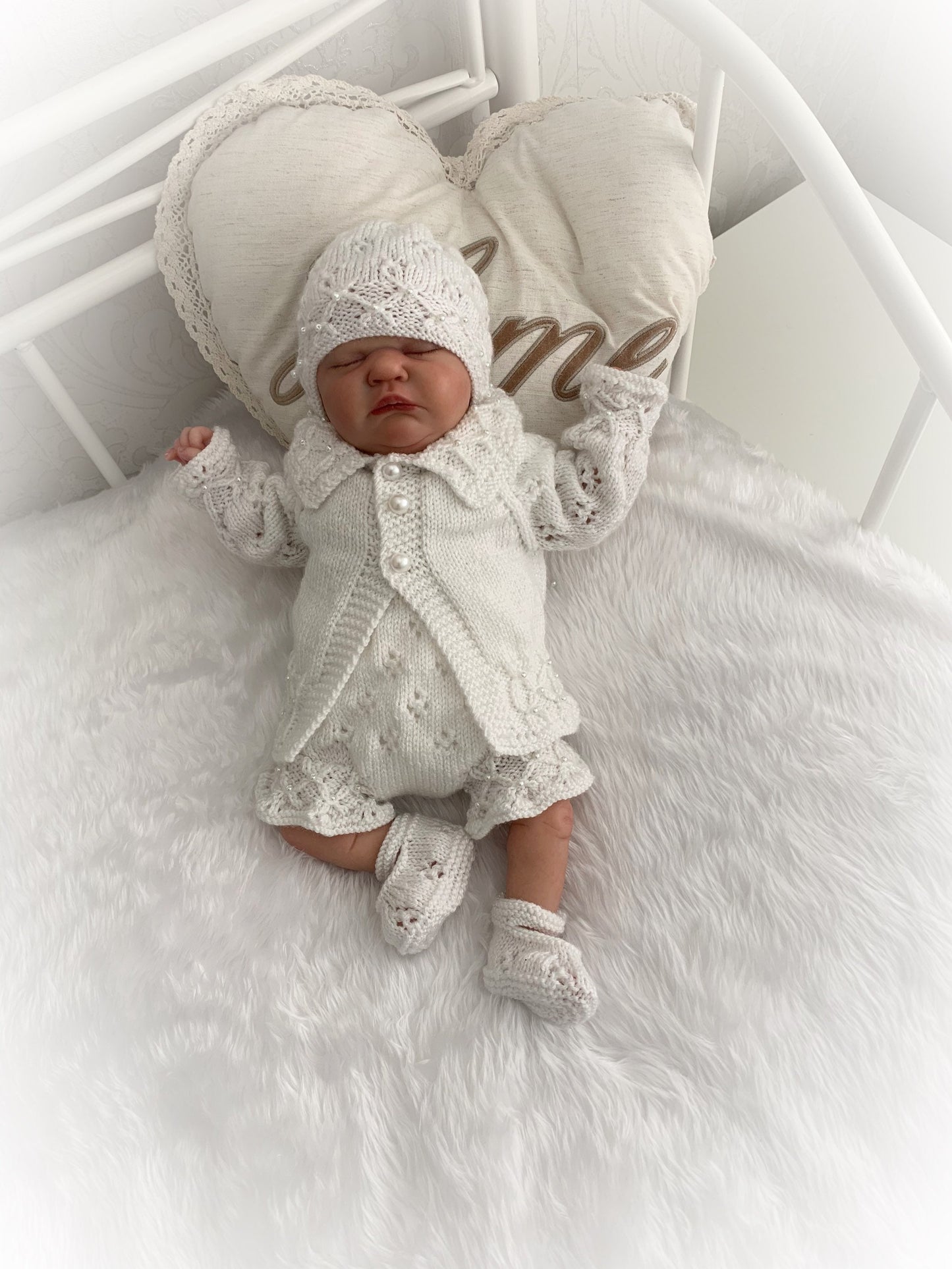 "Iris” cardigan Knitting pattern for Reborn doll 16 -22” or 0-3 Mth Old Baby