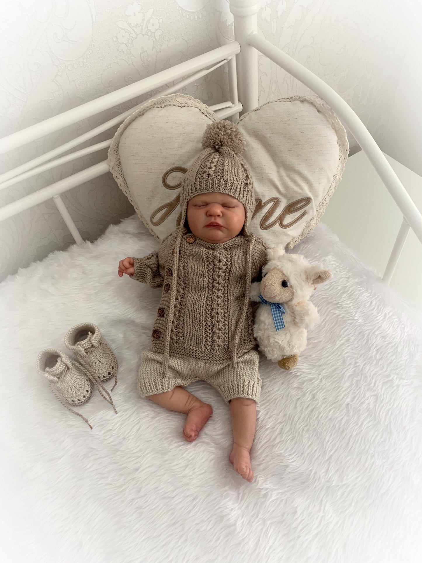 "Pepper” Side opening top and lace up boot set Knitting pattern for Reborn doll 16 -22” or 0-3 Mth Old Baby