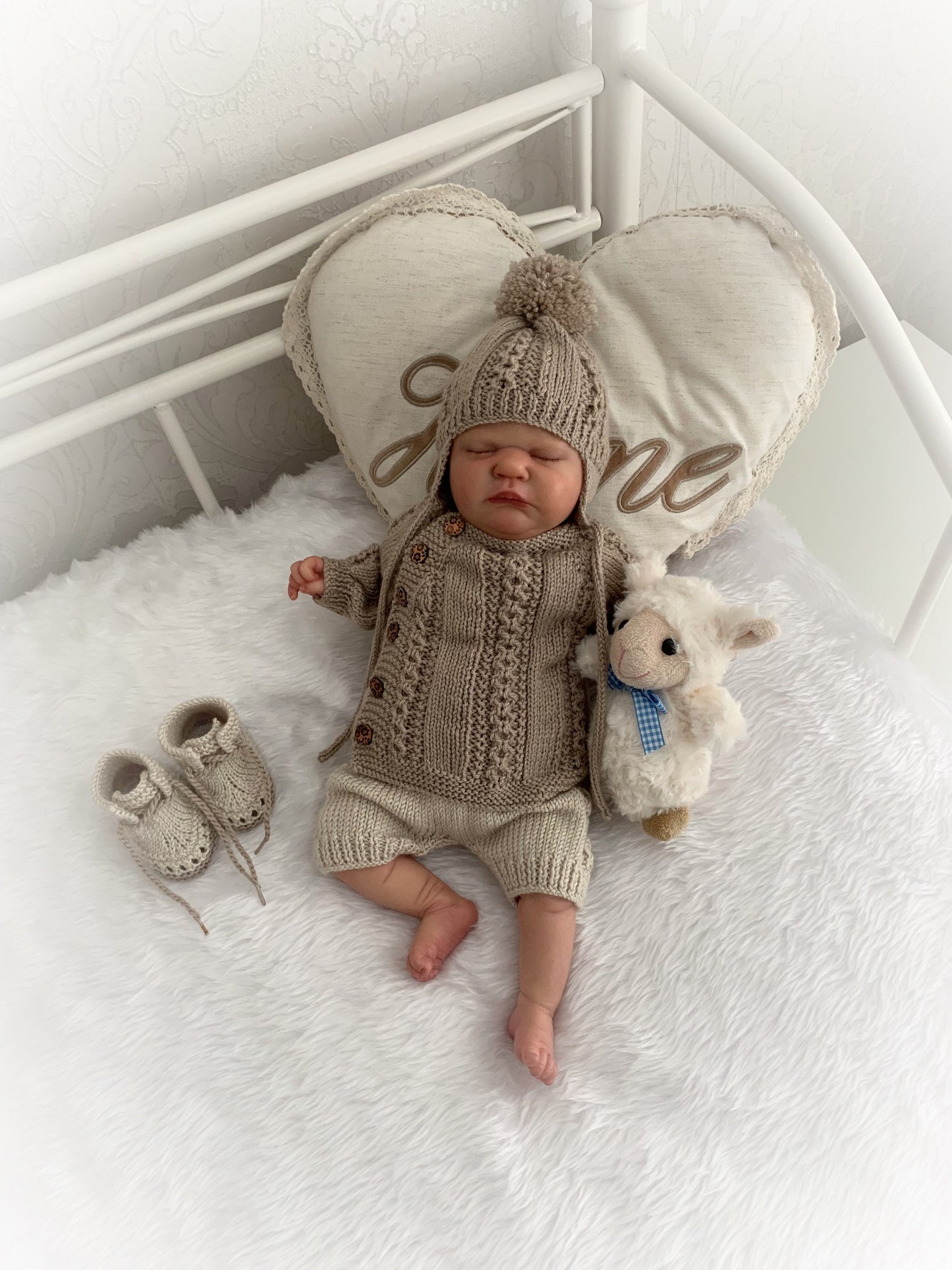 "Pepper” Side opening top and lace up boot set Knitting pattern for Reborn doll 16 -22” or 0-3 Mth Old Baby