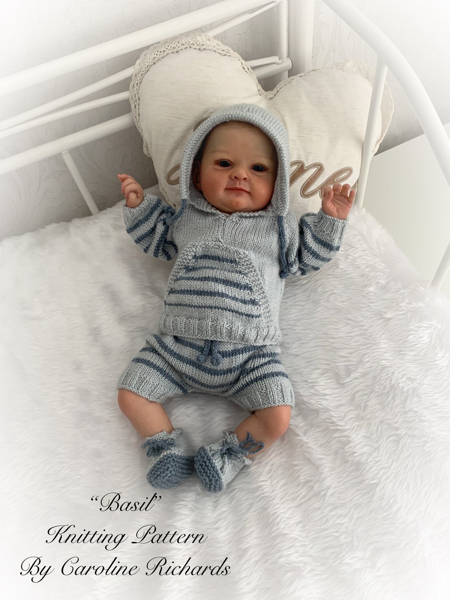 "Basil” Tracksuit & Trainer Knitting pattern set for Reborn doll 16 -22” or 0-3 Mth Old Baby