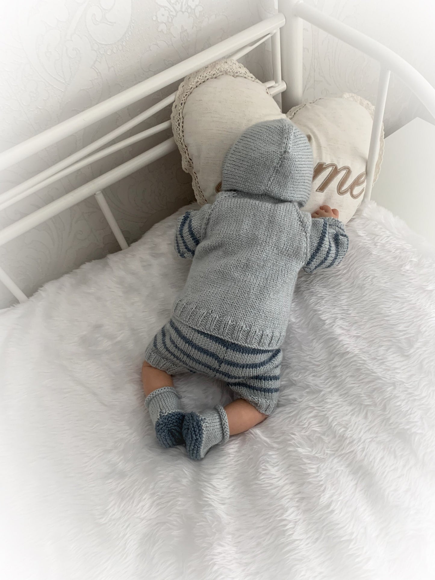 "Basil” Tracksuit & Trainer Knitting pattern set for Reborn doll 16 -22” or 0-3 Mth Old Baby