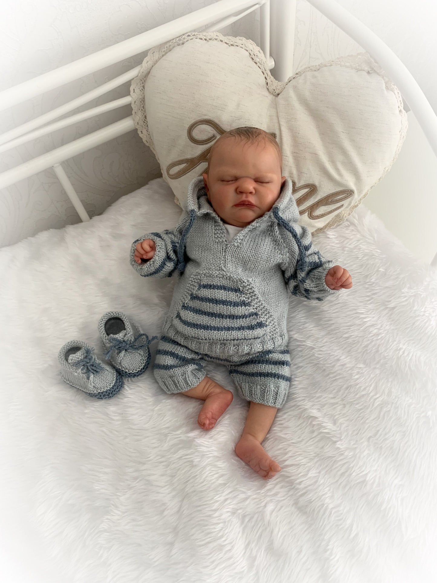 "Basil” Tracksuit & Trainer Knitting pattern set for Reborn doll 16 -22” or 0-3 Mth Old Baby