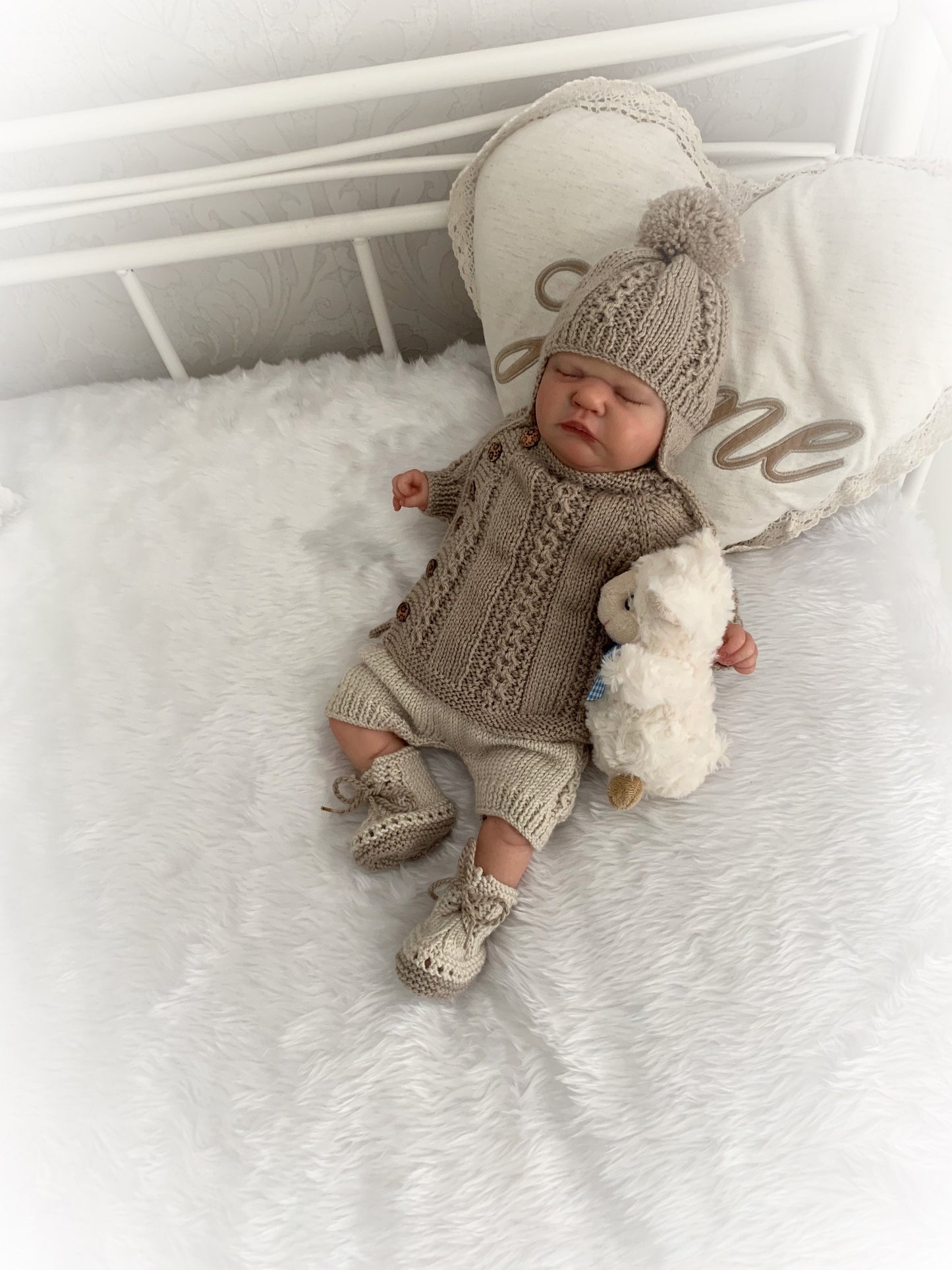 "Pepper” Side opening top and lace up boot set Knitting pattern for Reborn doll 16 -22” or 0-3 Mth Old Baby