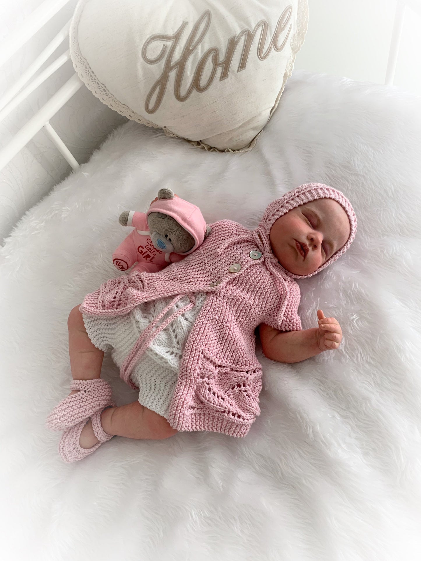 "Heather ” Sideways made Knitting pattern for Reborn doll 16 -22” or 0-3 Mth Old Baby