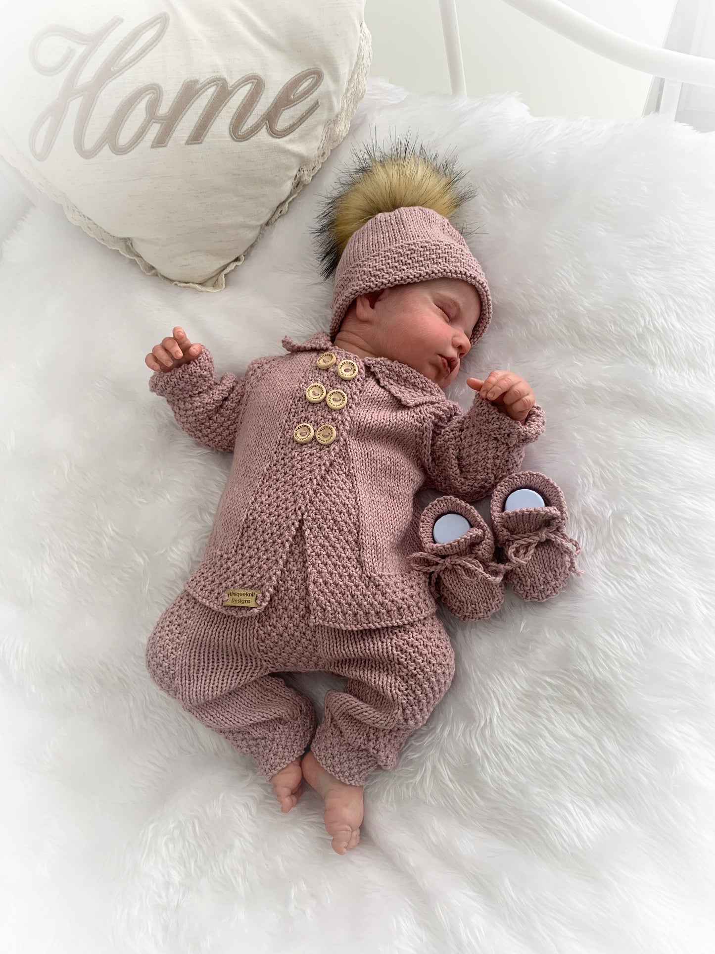 "Walnut” 4 piece knitting pattern set for a reborn doll 16 -22” or 0-3 Month Old Baby