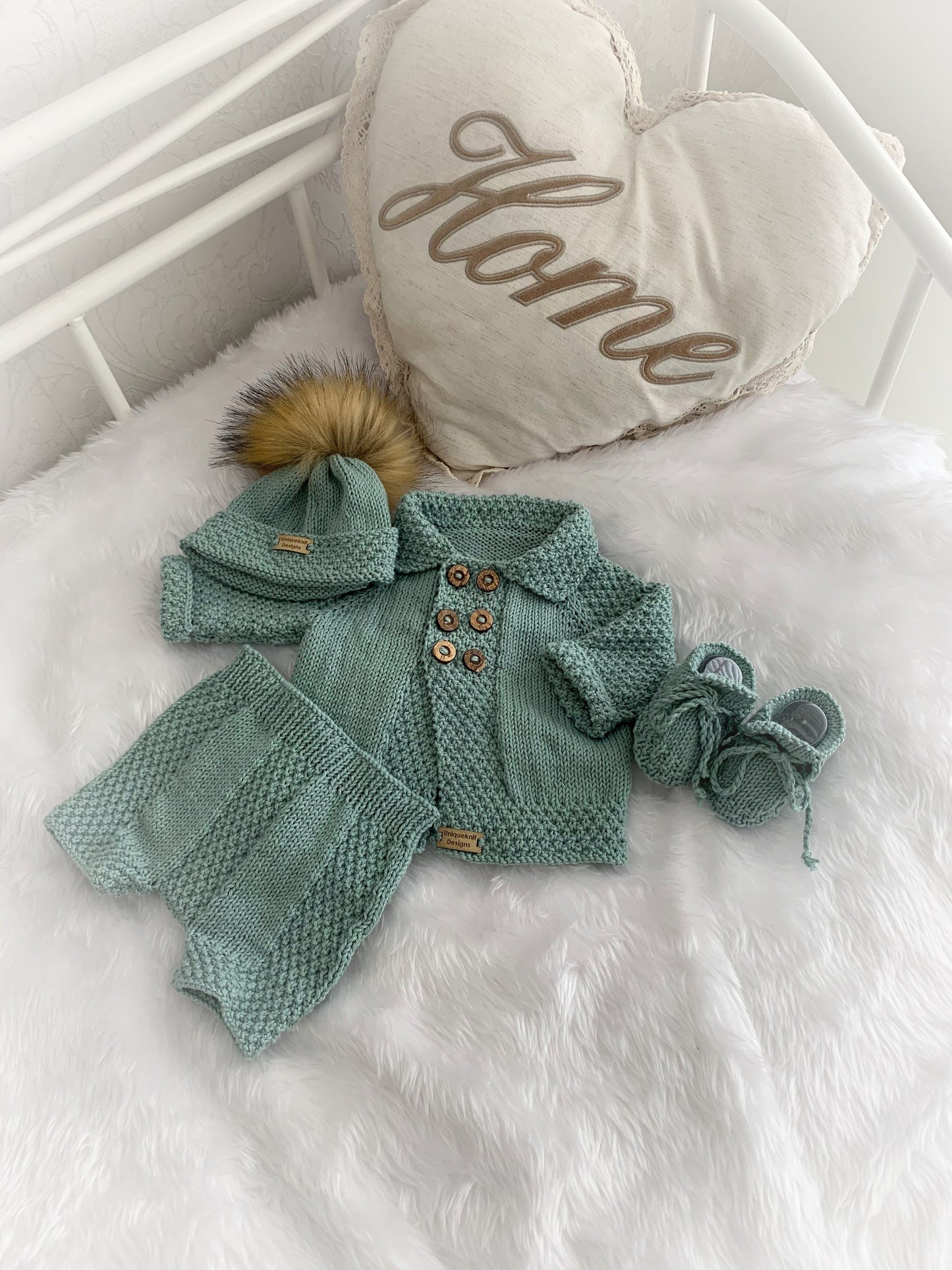 "Walnut” 4 piece knitting pattern set for a reborn doll 16 -22” or 0-3 Month Old Baby