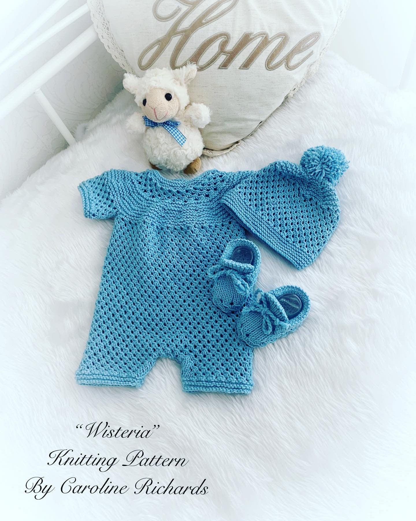 "Wisteria” romper Knitting pattern for Reborn doll 16 -22” or 0-3 Mth Old Baby