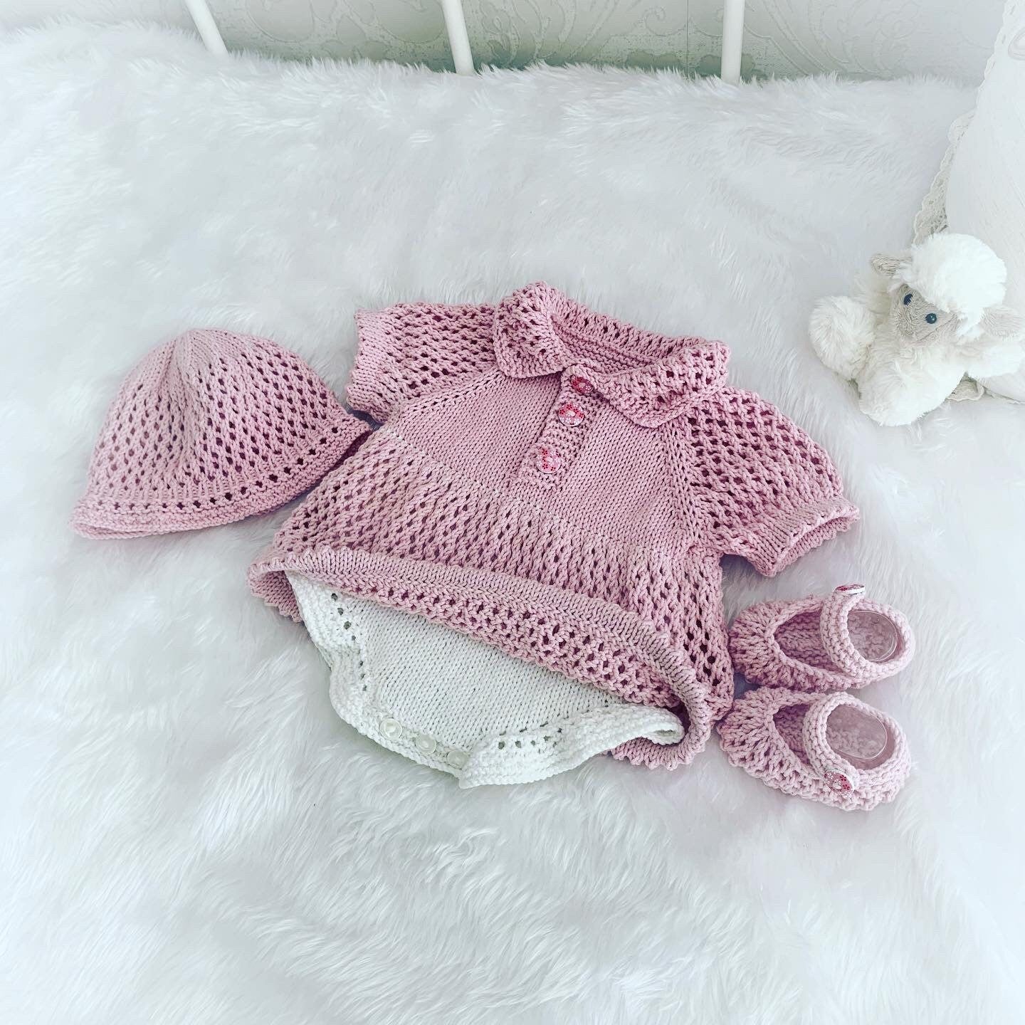 "Lavender” All-in-one dress Knitting pattern for Reborn doll 16 -22” or 0-3 Mth Old Baby