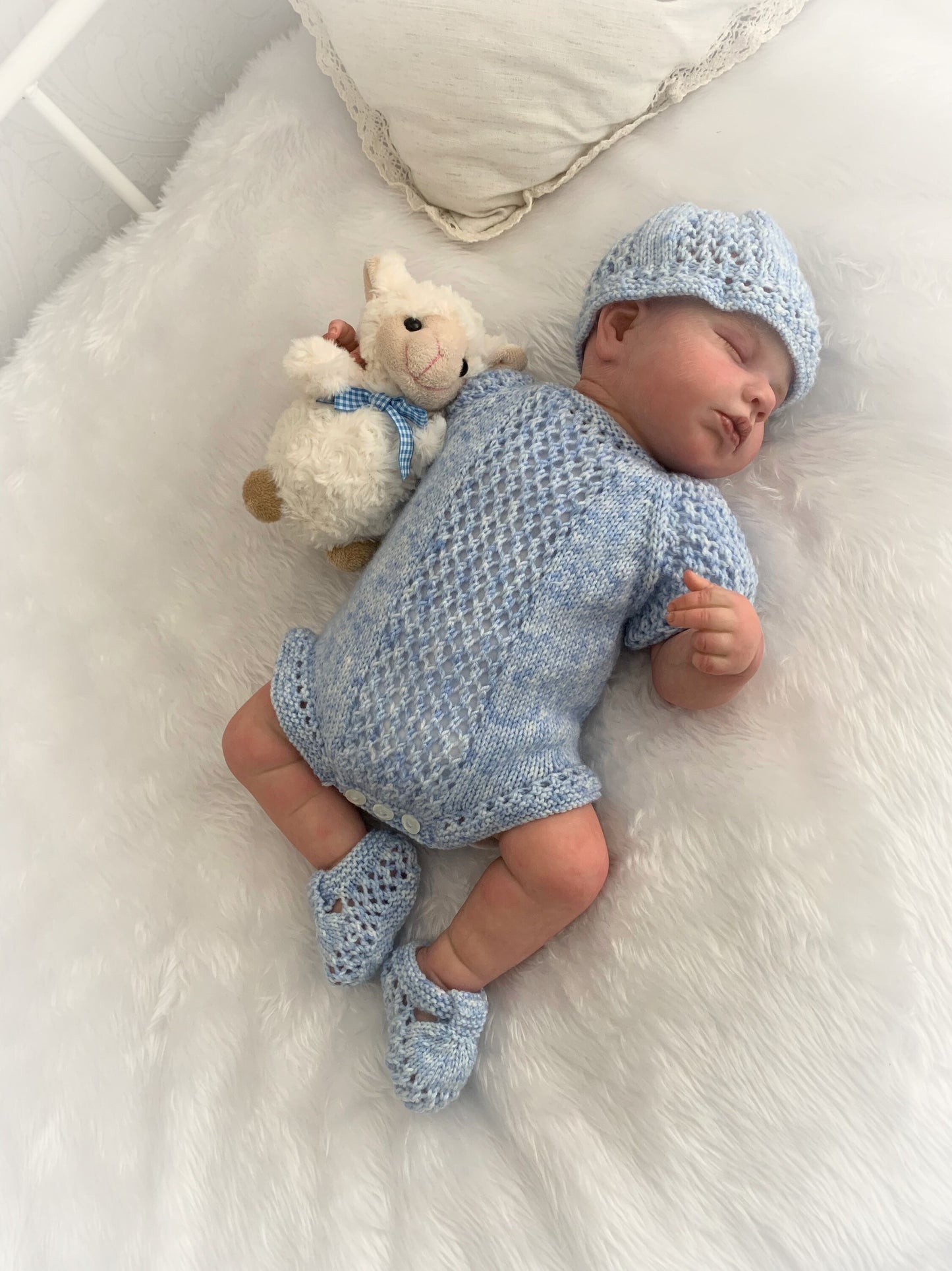 "Pearl” Romper Knitting pattern for Reborn doll 16 -22” or 0-3 Mth Old Baby