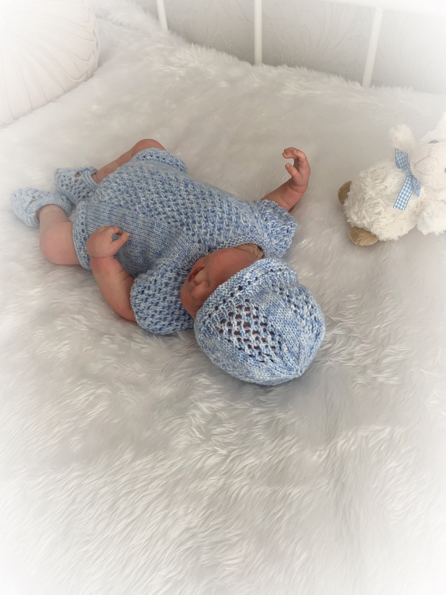 "Pearl” Romper Knitting pattern for Reborn doll 16 -22” or 0-3 Mth Old Baby