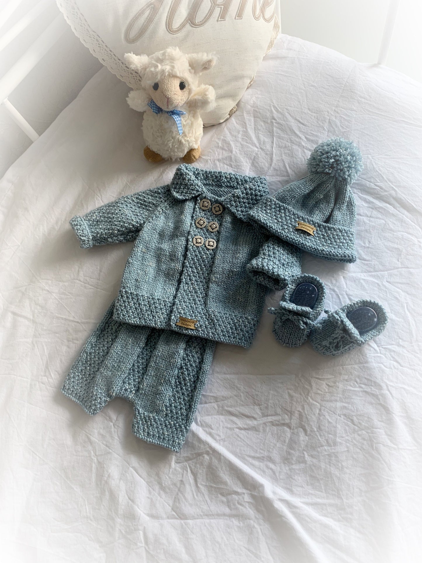 "Walnut” 4 piece knitting pattern set for a reborn doll 16 -22” or 0-3 Month Old Baby