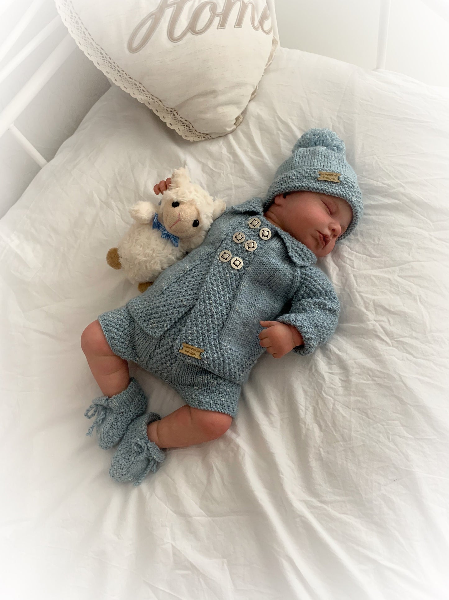 "Walnut” 4 piece knitting pattern set for a reborn doll 16 -22” or 0-3 Month Old Baby