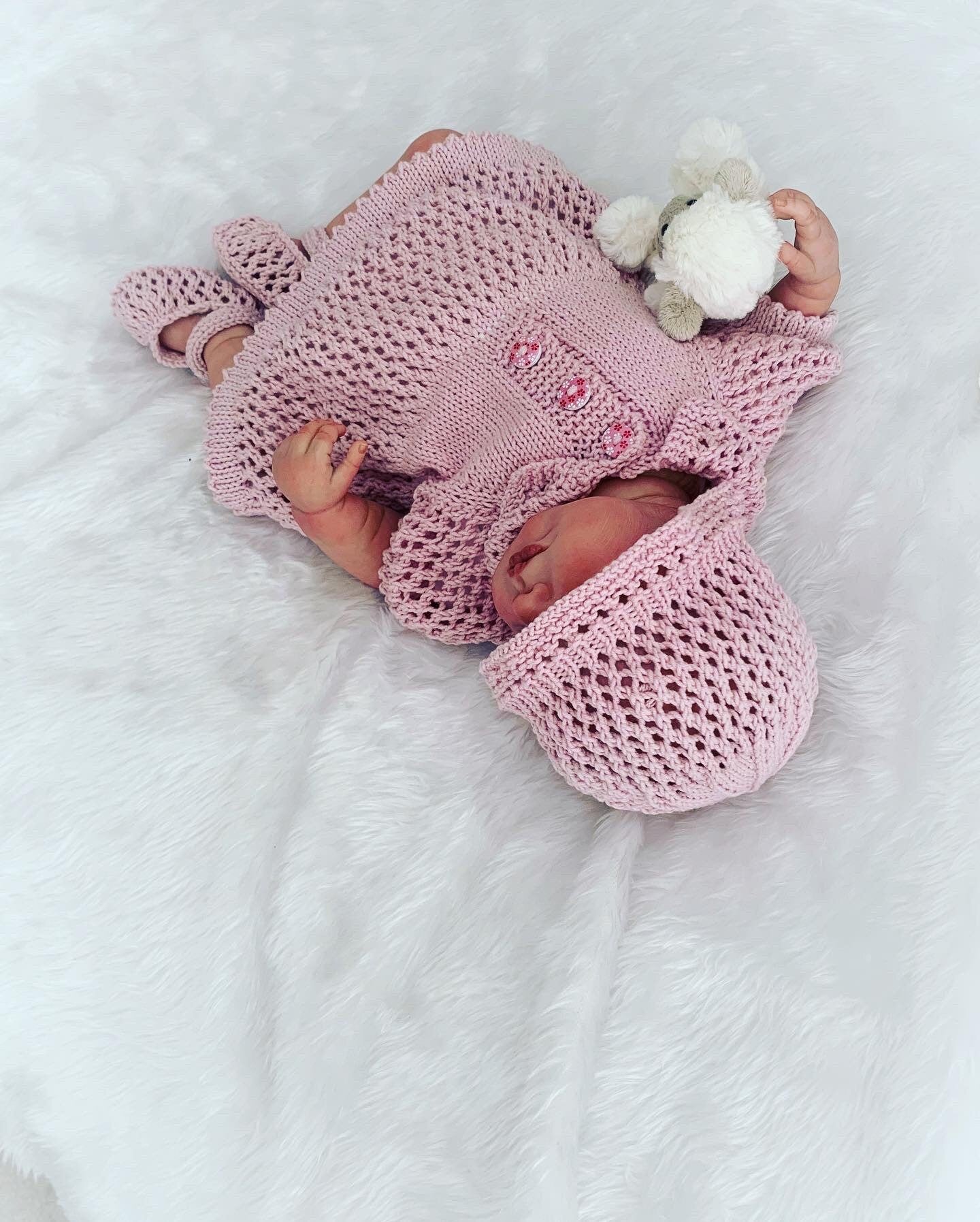 "Lavender” All-in-one dress Knitting pattern for Reborn doll 16 -22” or 0-3 Mth Old Baby
