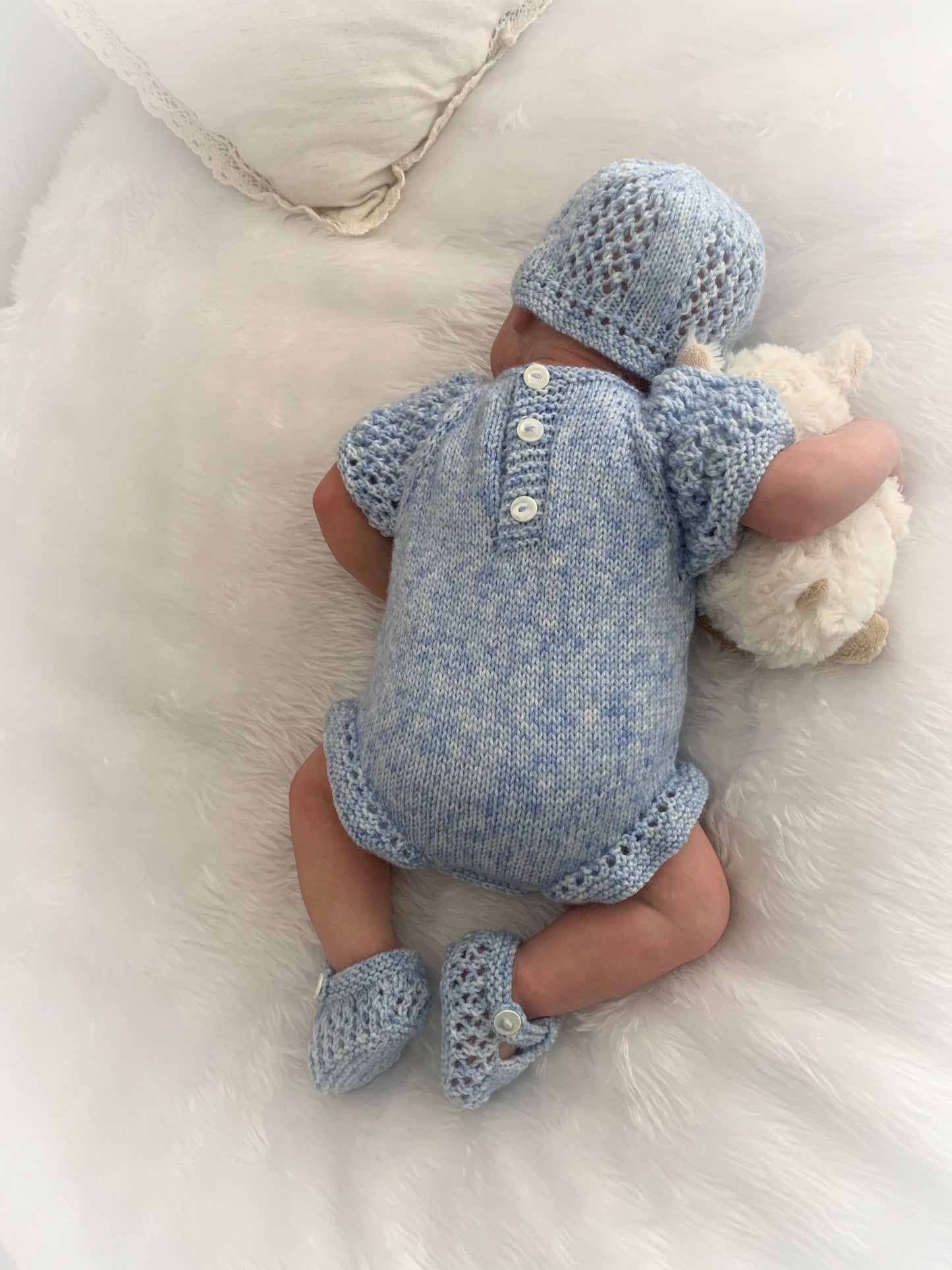 "Pearl” Romper Knitting pattern for Reborn doll 16 -22” or 0-3 Mth Old Baby