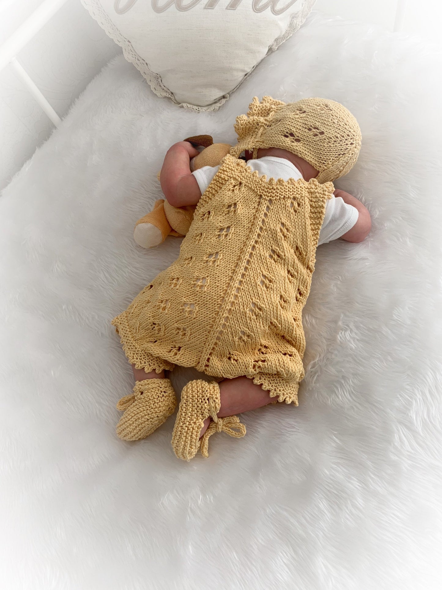 "Citrus” Romper Knitting pattern for Reborn doll 16 -22” or 0-3 Mth Old Baby