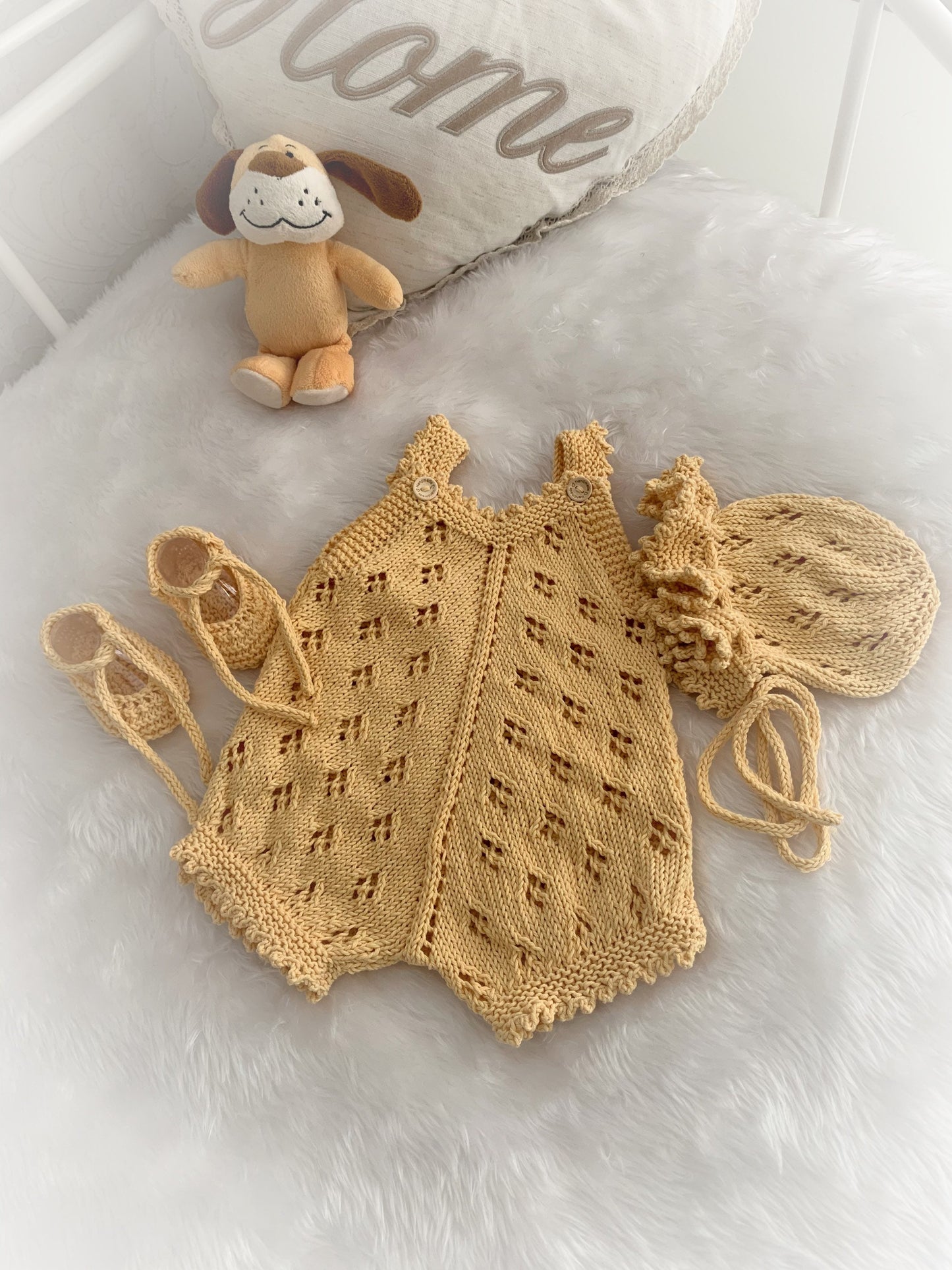 "Citrus” Romper Knitting pattern for Reborn doll 16 -22” or 0-3 Mth Old Baby